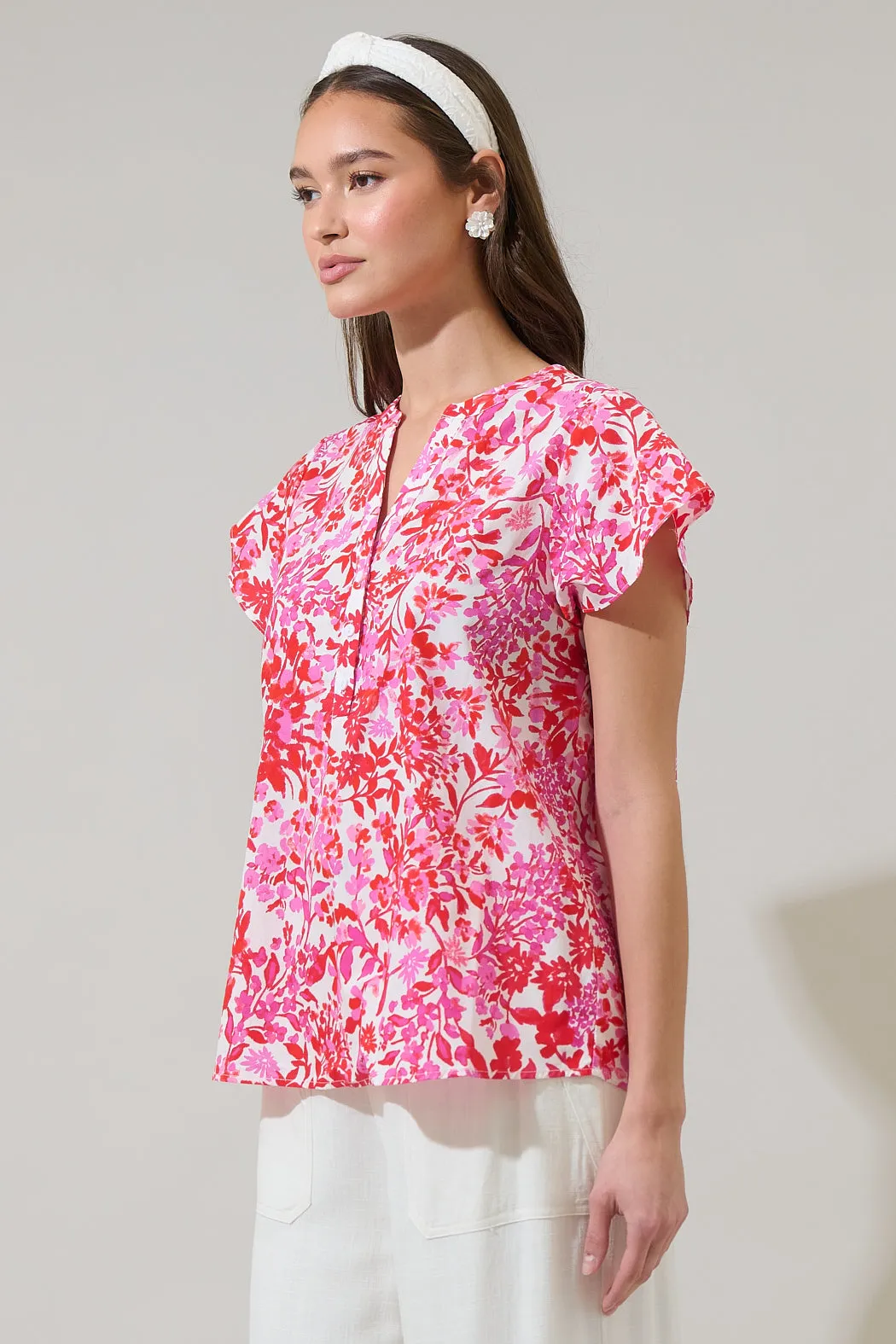 Reidy Floral Cass Flutter Sleeve Top sold by Sugarlips product image thumbnail 3