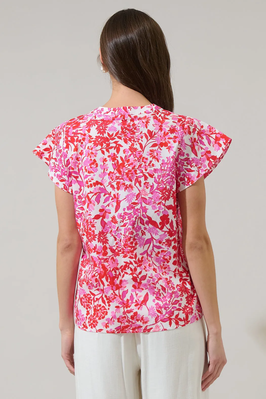 Reidy Floral Cass Flutter Sleeve Top sold by Sugarlips product image thumbnail 2