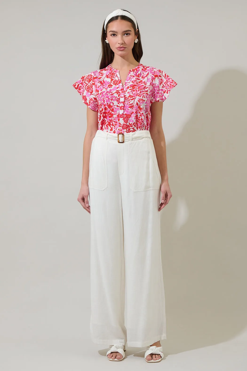 Reidy Floral Cass Flutter Sleeve Top sold by Sugarlips product image thumbnail 4