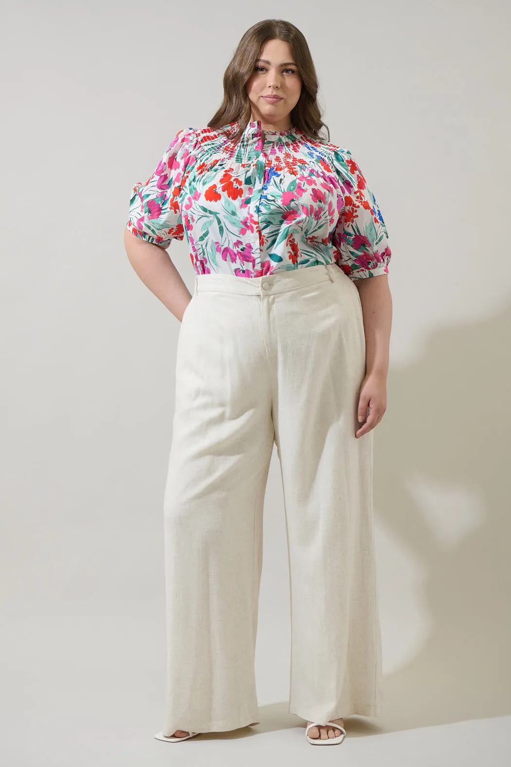 Kivia Blossom Smocked Mock Neck Top Curve sold by Sugarlips product image thumbnail 4