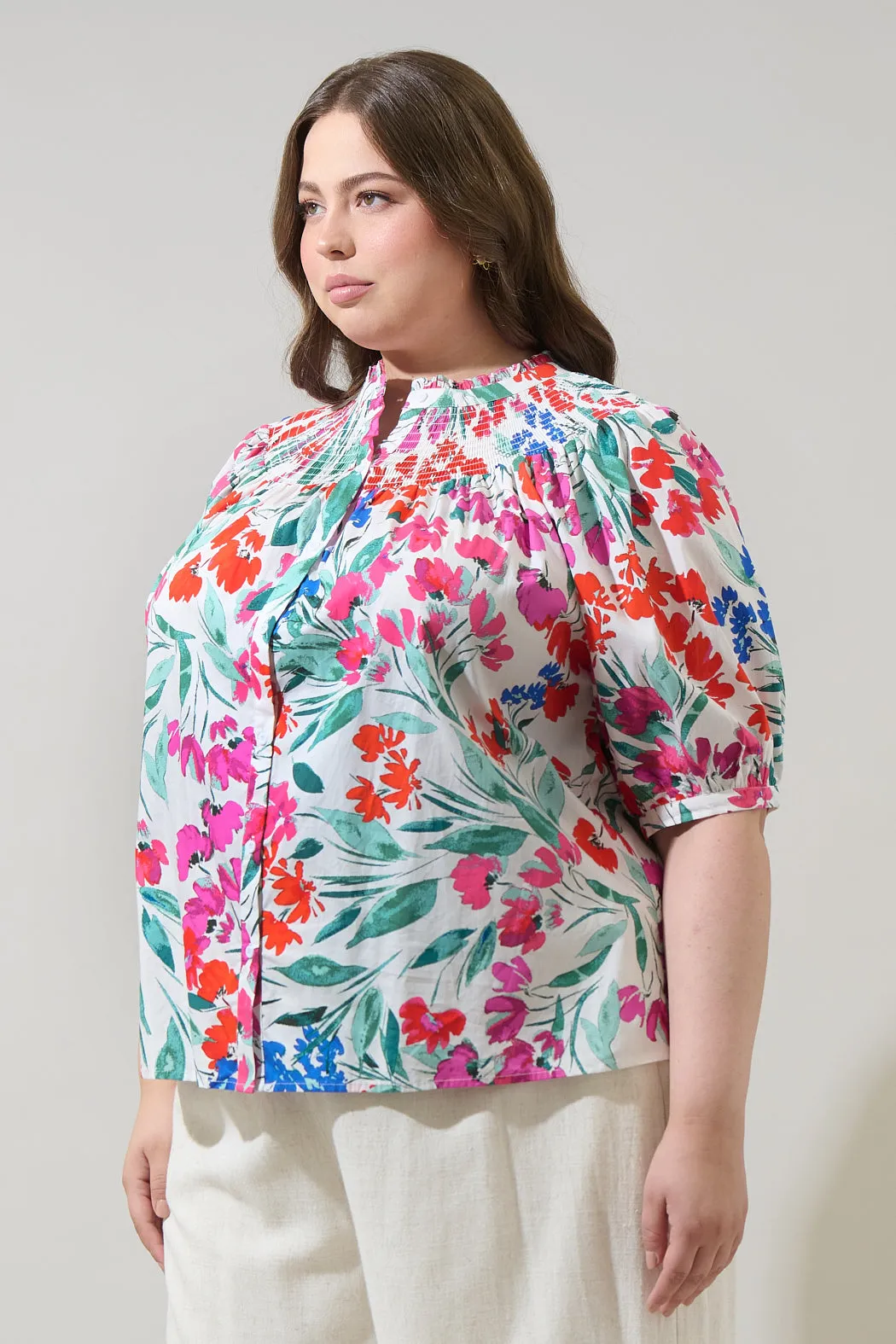 Kivia Blossom Smocked Mock Neck Top Curve sold by Sugarlips product image thumbnail 3