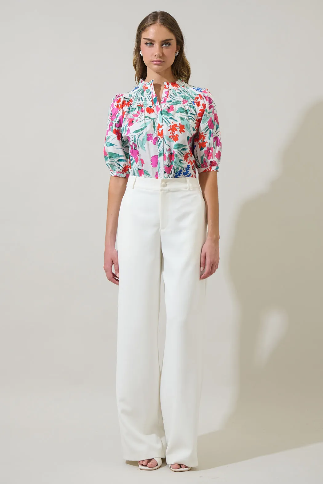 Kivia Blossom Smocked Mock Neck Top sold by Sugarlips product image thumbnail 4