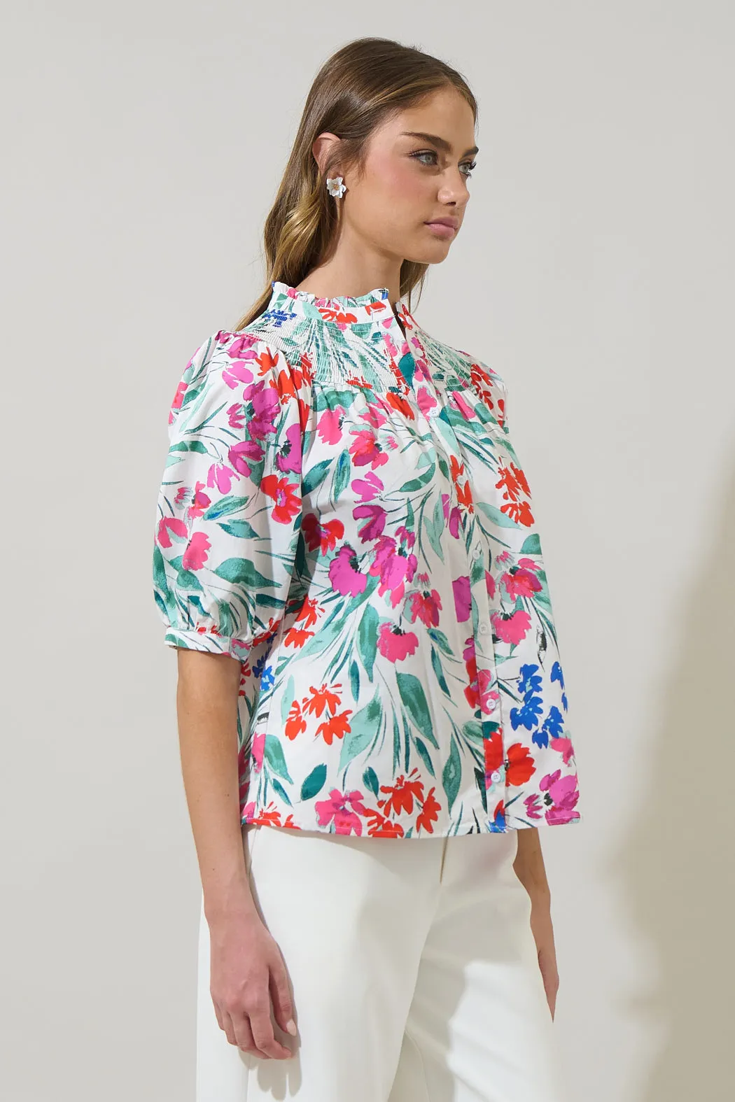 Kivia Blossom Smocked Mock Neck Top sold by Sugarlips product image thumbnail 3
