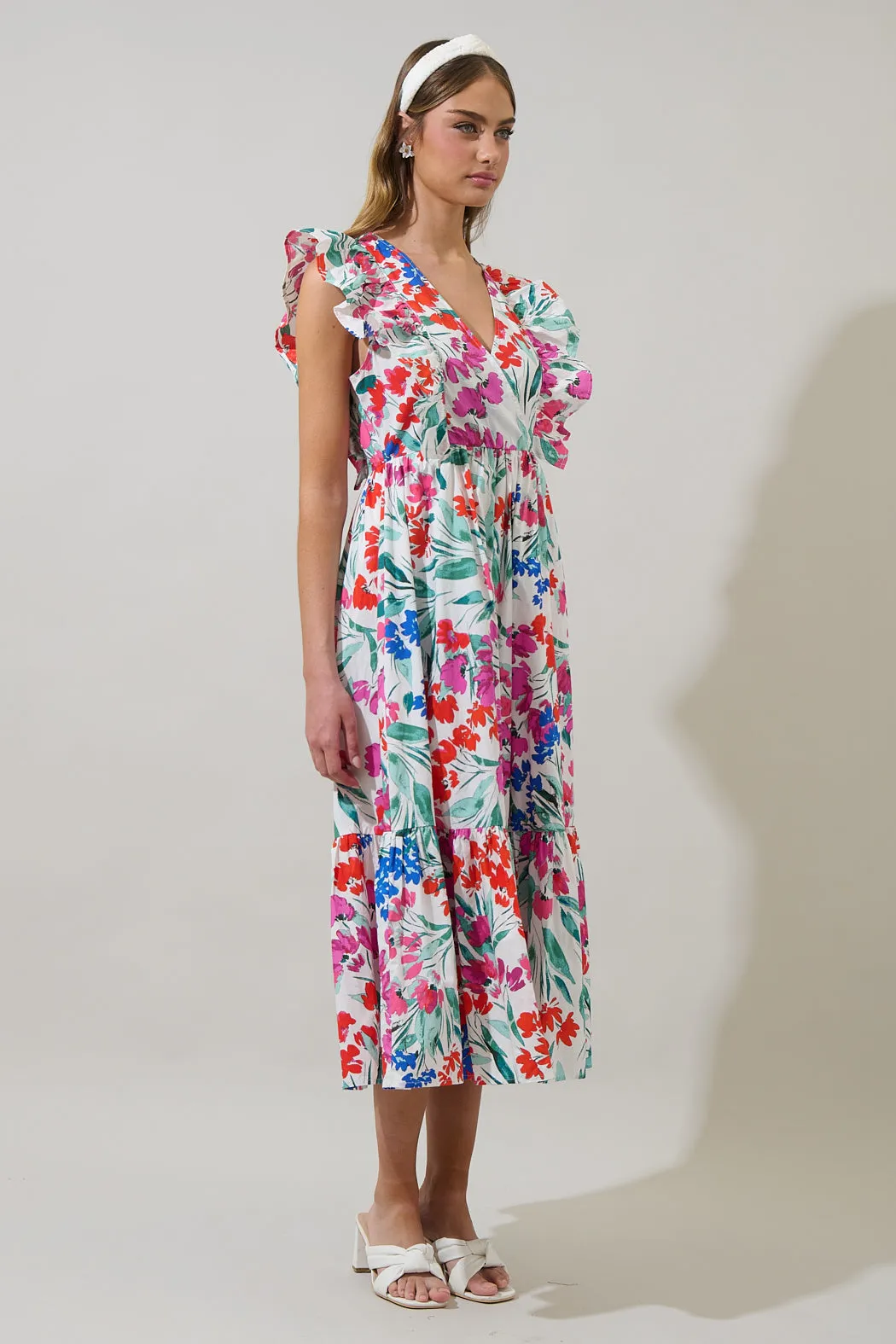 Kivia Blossom Fairness Poplin Surplice Midi Dress sold by Sugarlips product image thumbnail 4