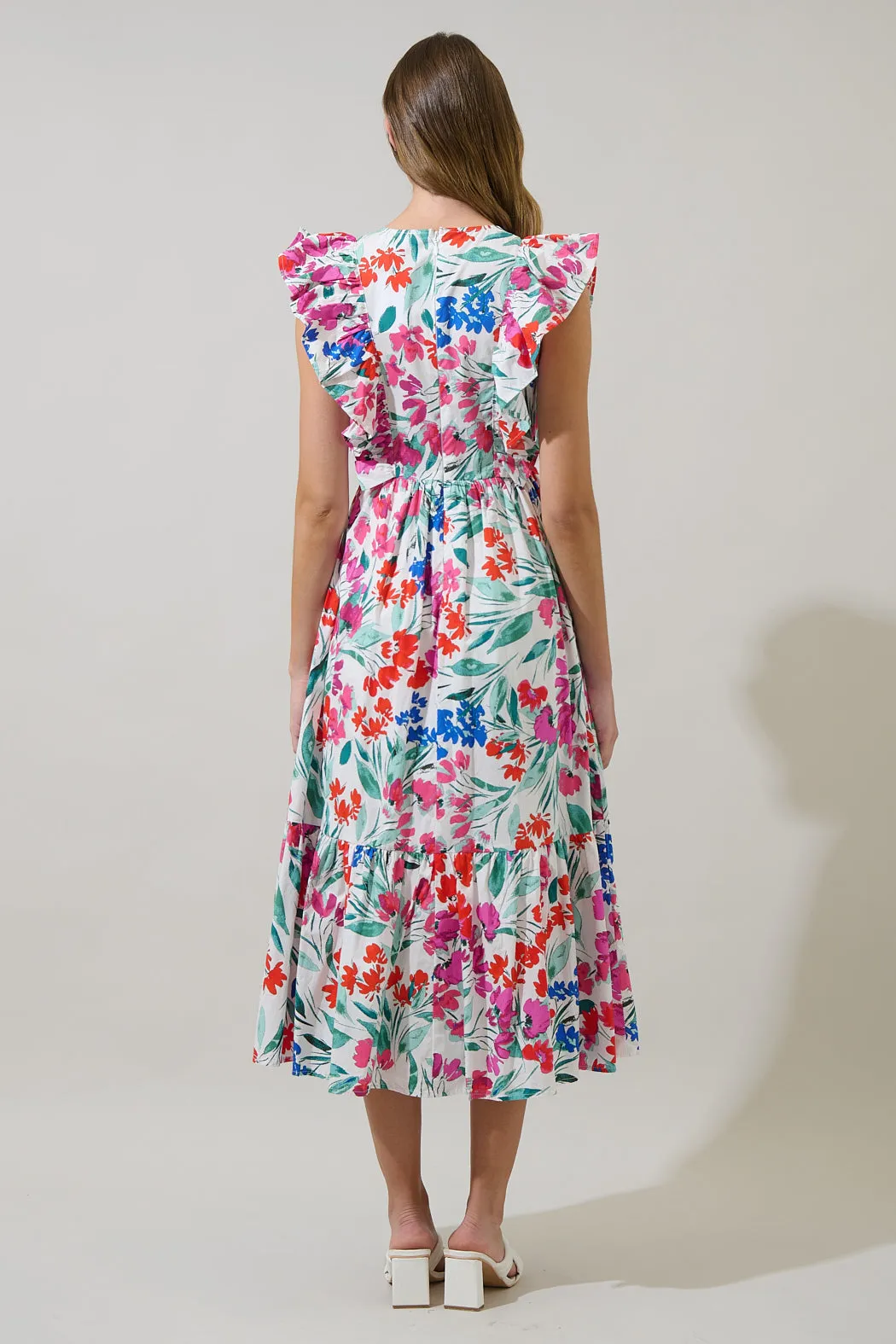 Kivia Blossom Fairness Poplin Surplice Midi Dress sold by Sugarlips product image thumbnail 3