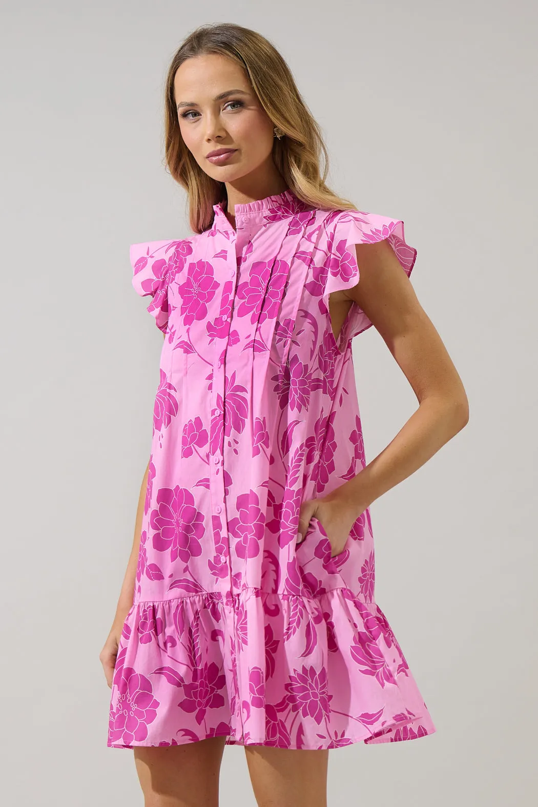 Dovina Floral Paix Shift Mini Dress sold by Sugarlips product image thumbnail 3