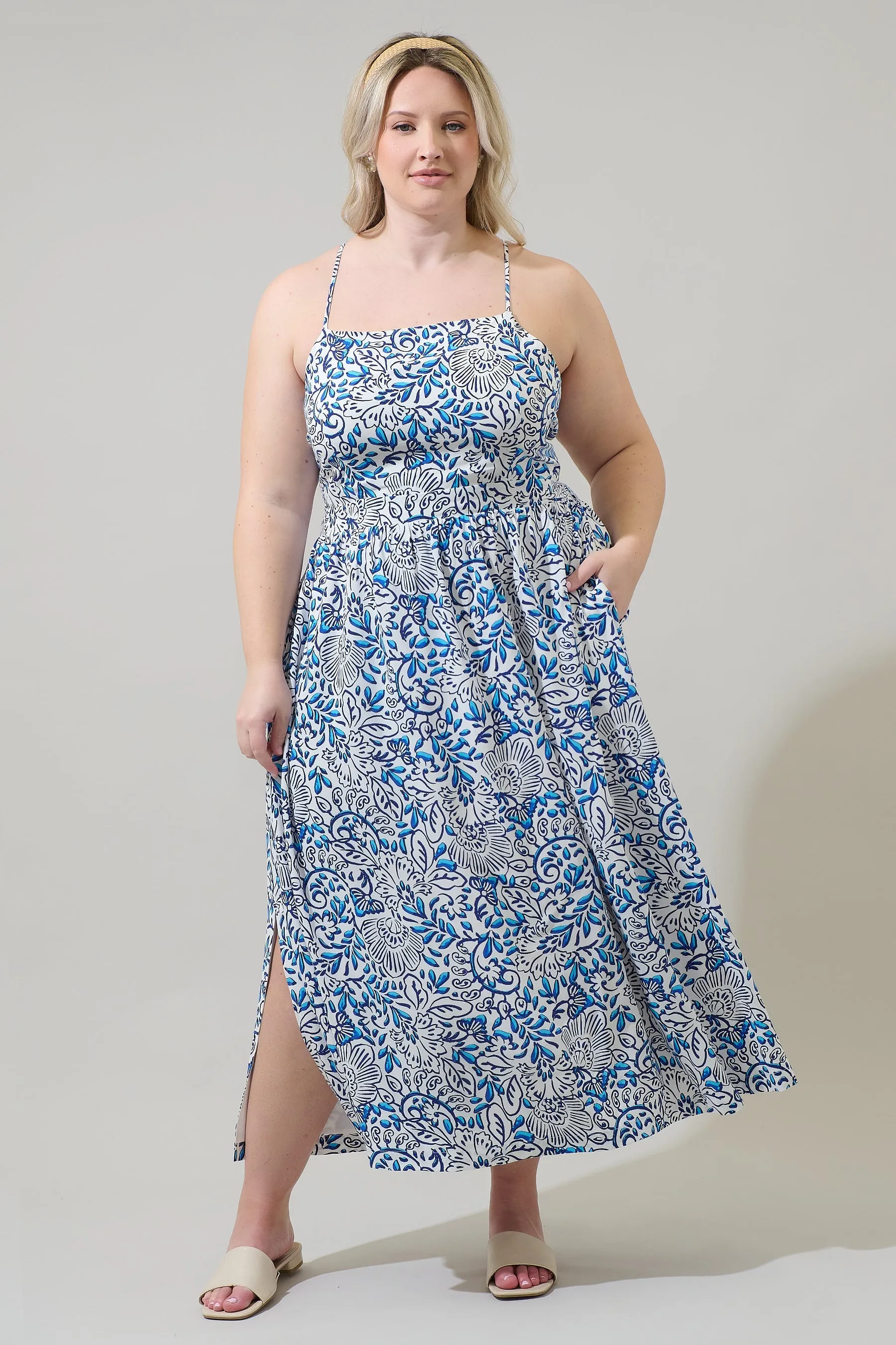 Mize Floral Mavis Criss Cross Midi Dress Curve sold by Sugarlips