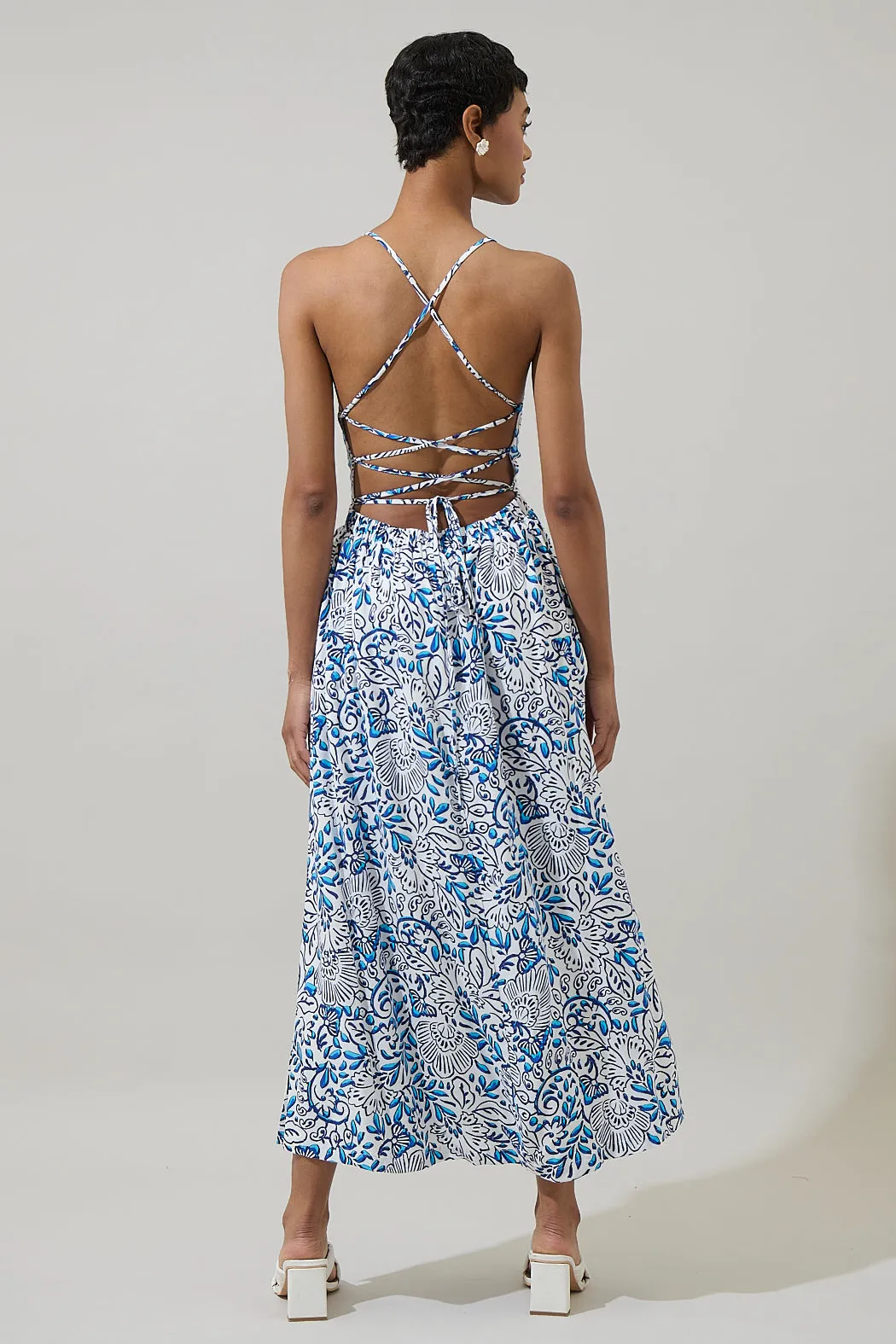 Mize Floral Mavis Criss Cross Midi Dress sold by Sugarlips