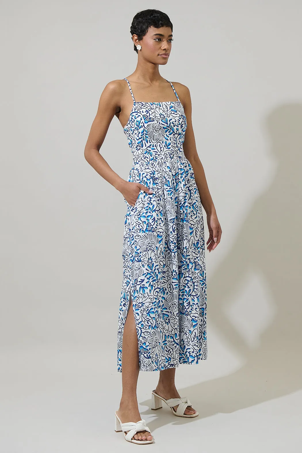Mize Floral Mavis Criss Cross Midi Dress sold by Sugarlips product image thumbnail 3