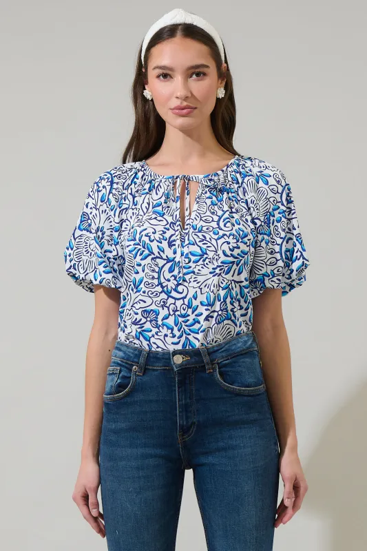 Mize Floral Overseas Balloon Sleeve Top sold by Sugarlips