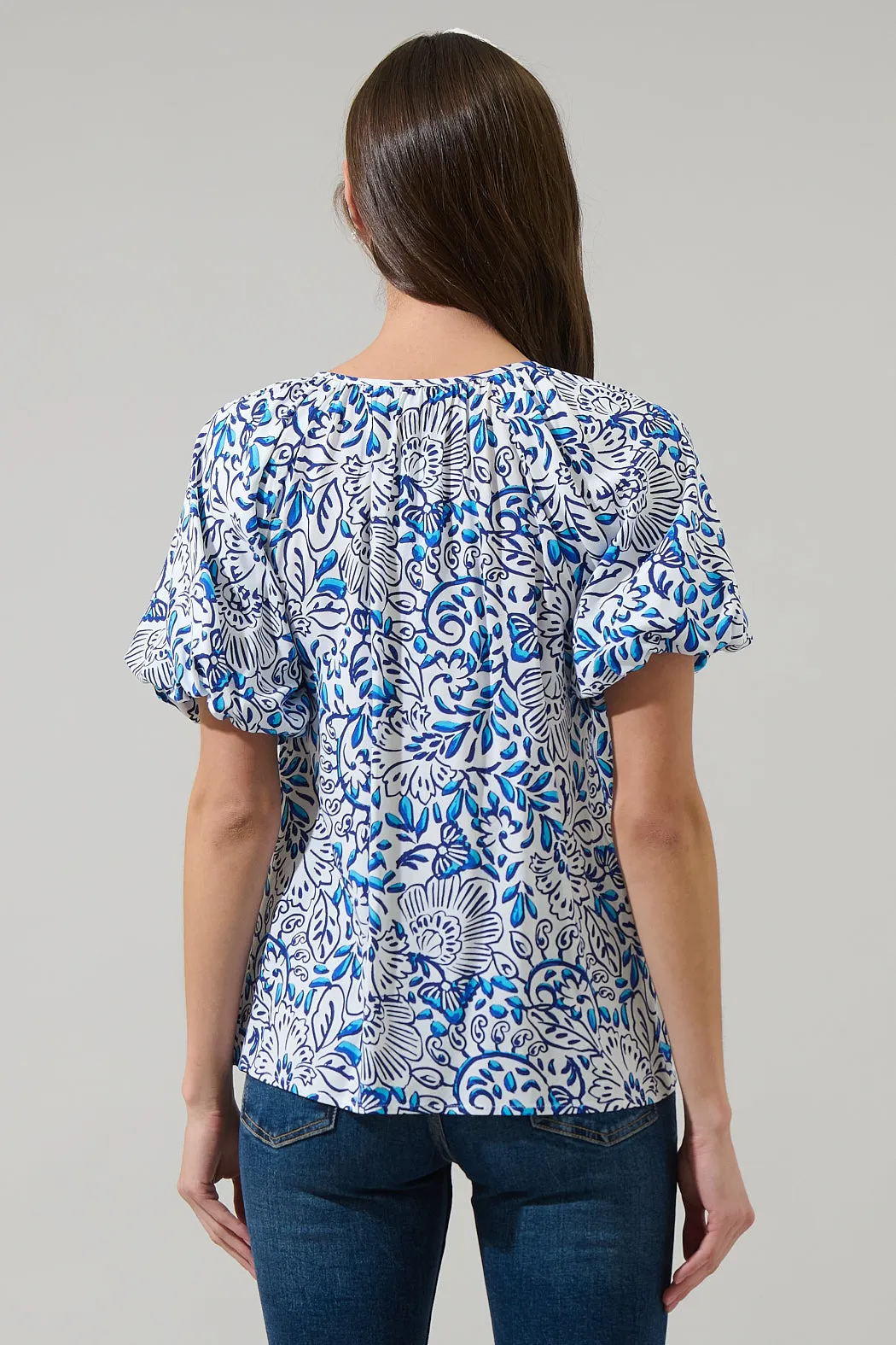 Mize Floral Overseas Balloon Sleeve Top sold by Sugarlips product image thumbnail 2