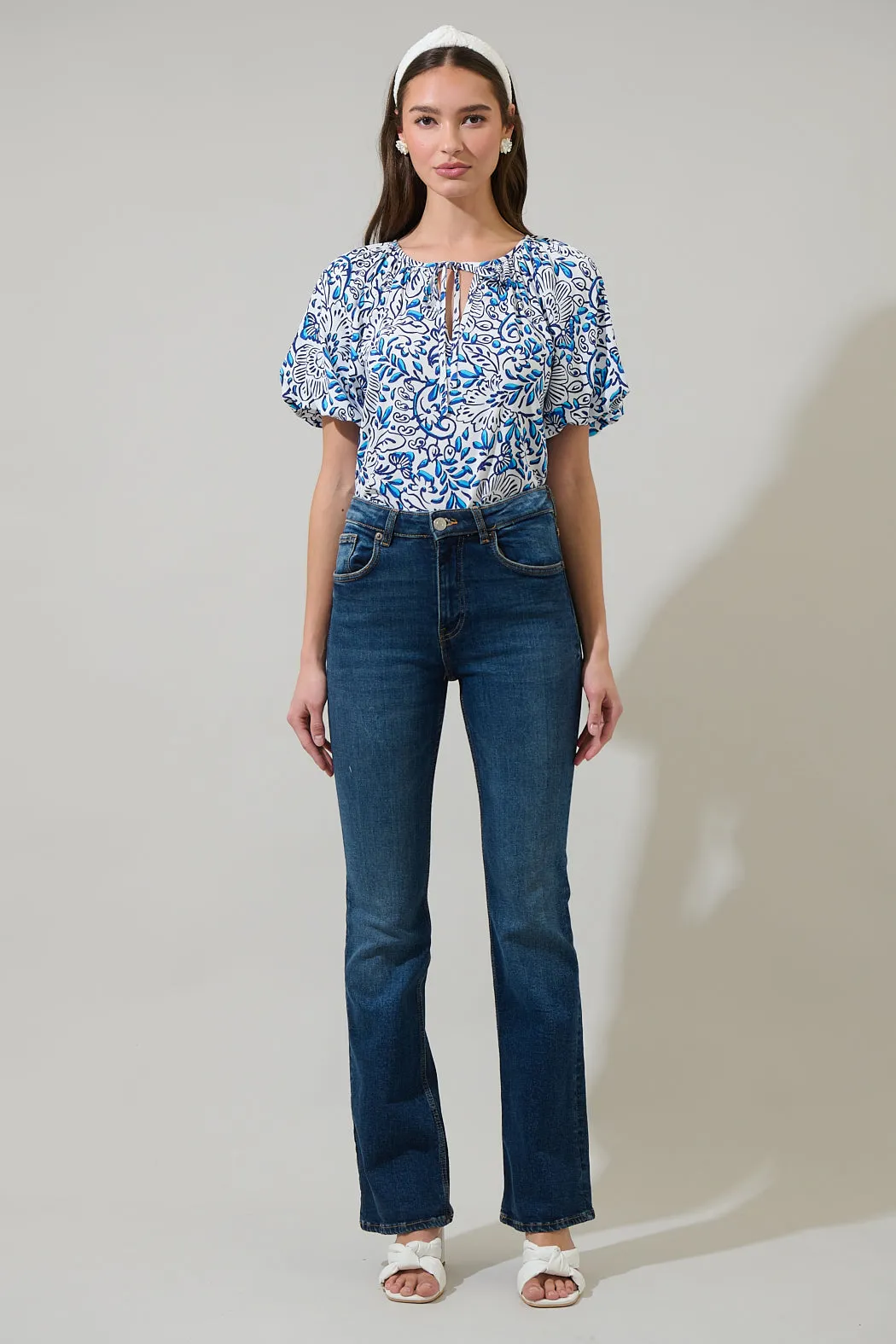 Mize Floral Overseas Balloon Sleeve Top sold by Sugarlips product image thumbnail 4