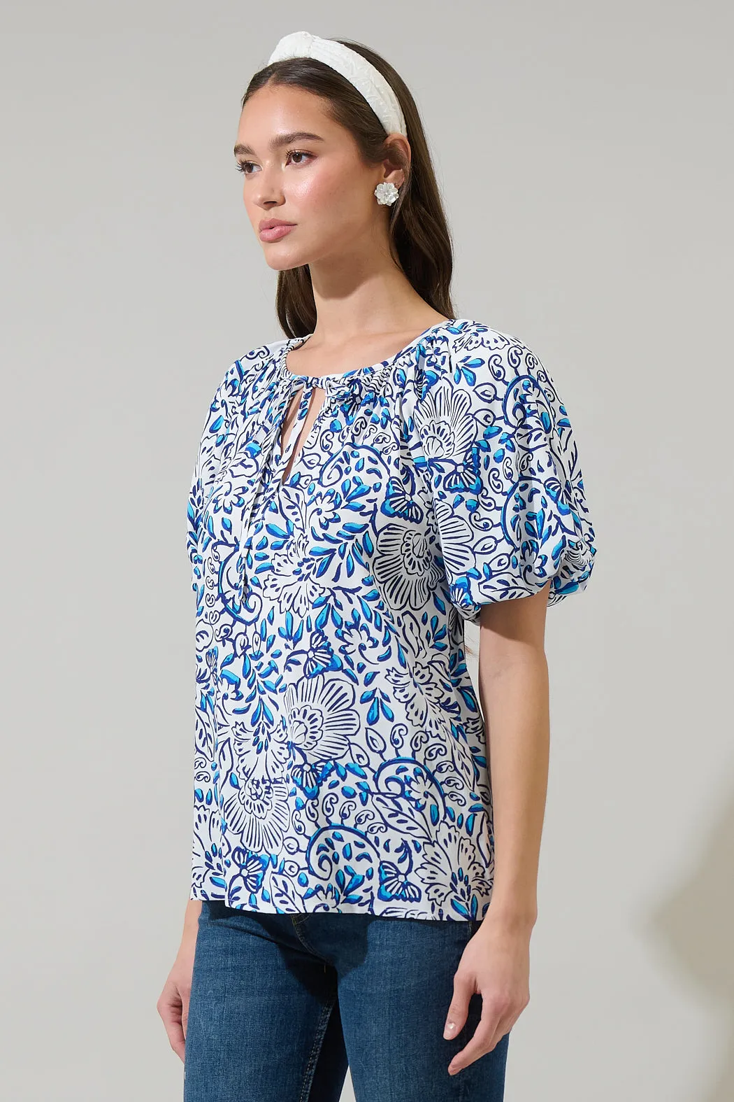 Mize Floral Overseas Balloon Sleeve Top sold by Sugarlips product image thumbnail 3