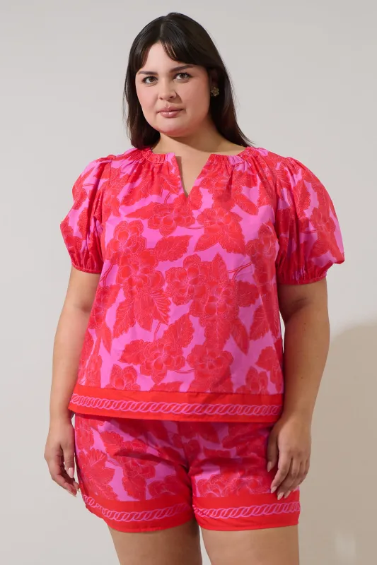 Rency Floral Gily Puff Sleeve Top Curve sold by Sugarlips