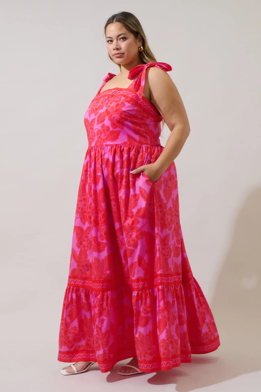 Rency Floral Pime Smocked Maxi Dress Curve sold by Sugarlips product image thumbnail 3