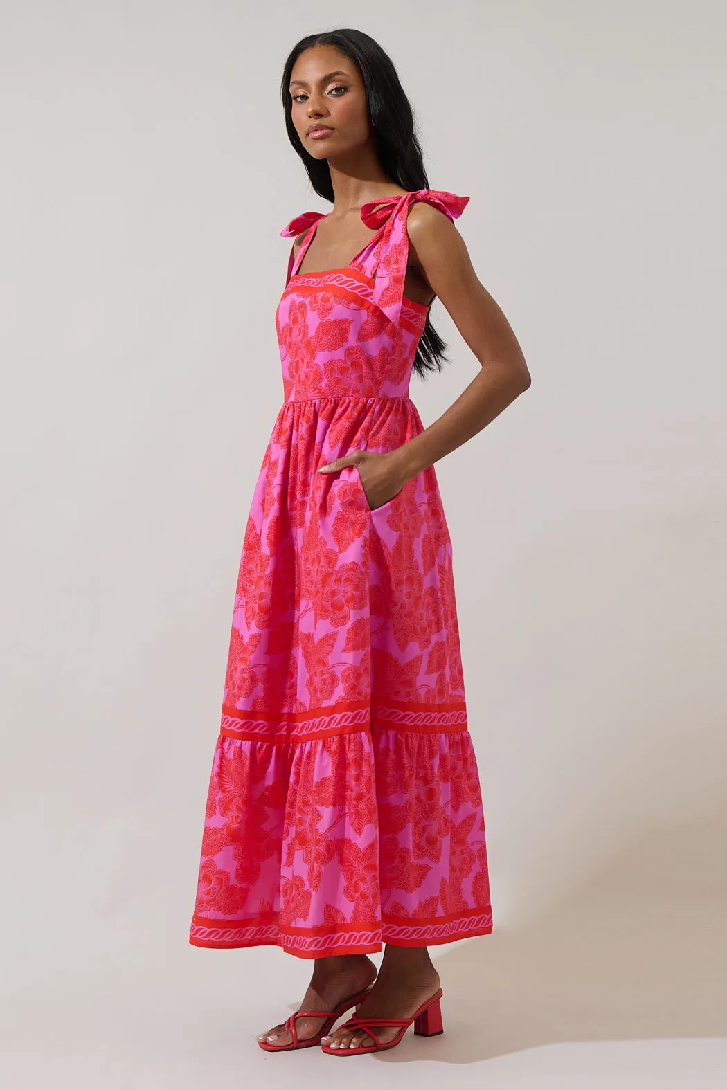 Rency Floral Pime Smocked Maxi Dress sold by Sugarlips product image thumbnail 4