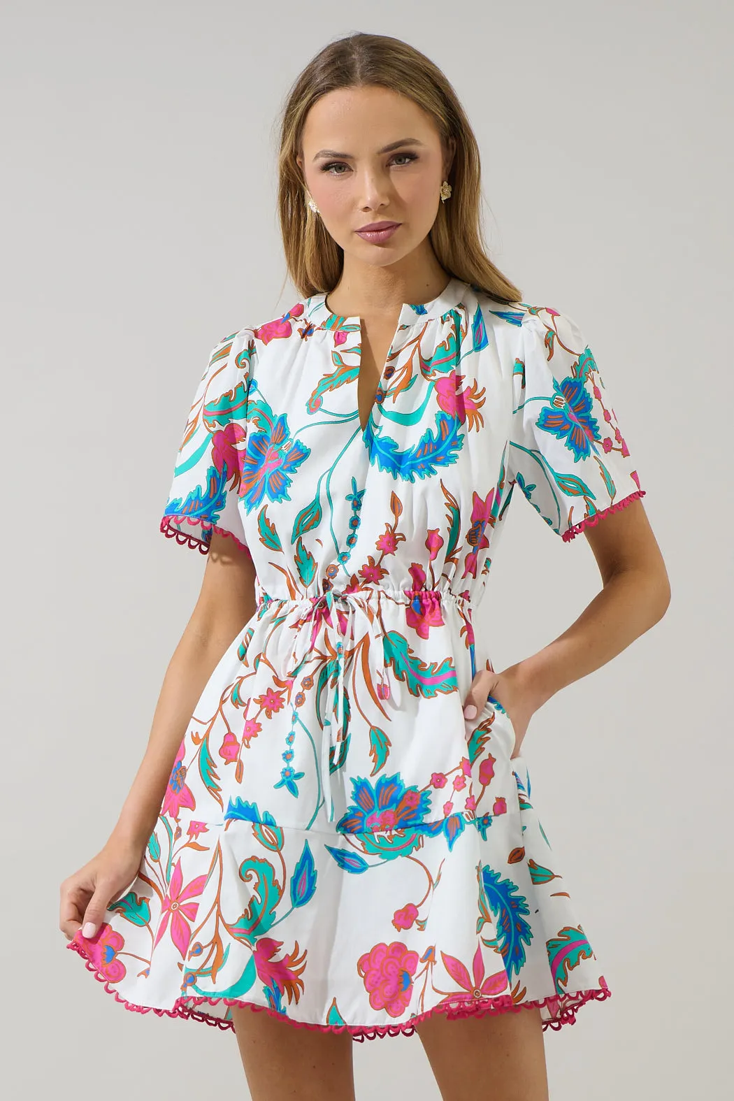 Izzie Floral Bouse Shift Mini Dress sold by Sugarlips