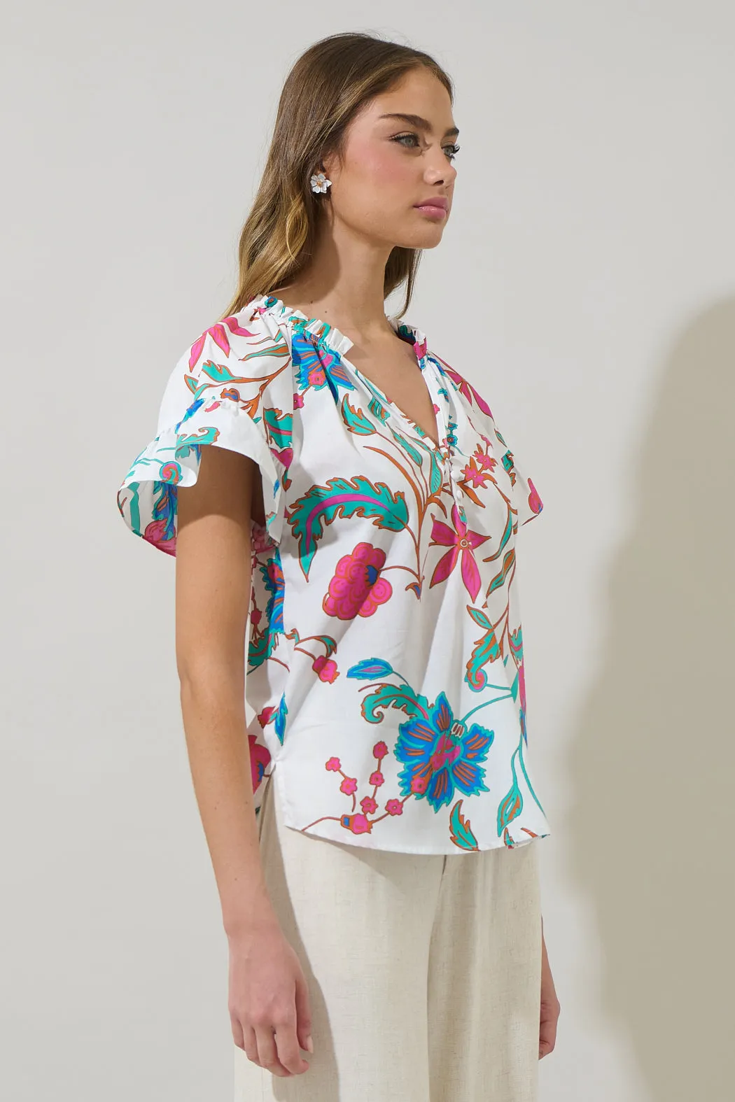 Izzie Floral Macy Ruffle Top sold by Sugarlips product image thumbnail 3