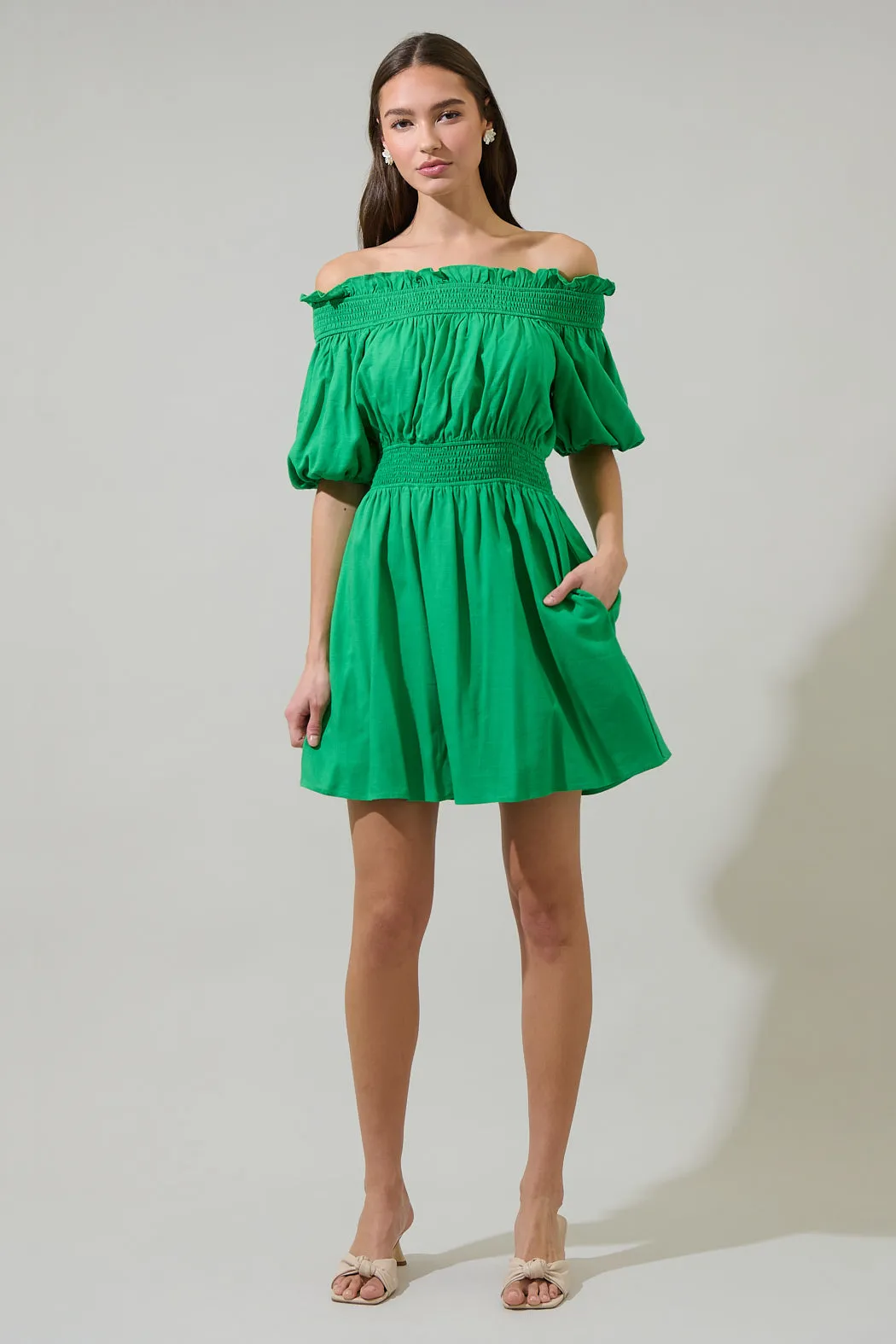 Sairy Ruffle Off the Shoulder Mini Dress sold by Sugarlips product image thumbnail 4