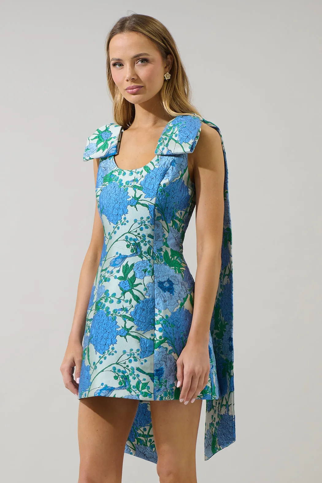 Willa Floral Jacquard Bow Sash Dress sold by Sugarlips product image thumbnail 3