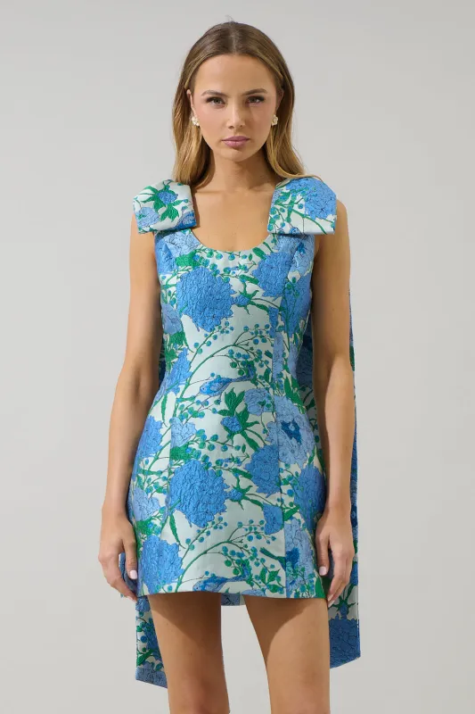 Willa Floral Jacquard Bow Sash Dress sold by Sugarlips