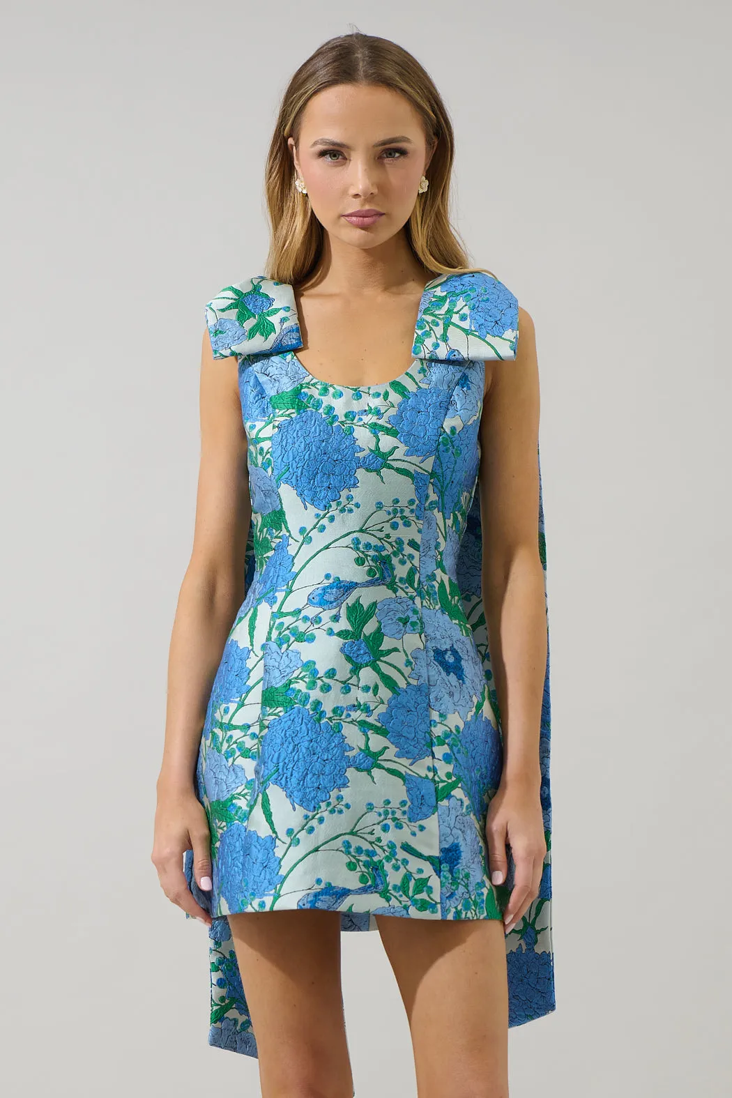 Willa Floral Jacquard Bow Sash Dress sold by Sugarlips