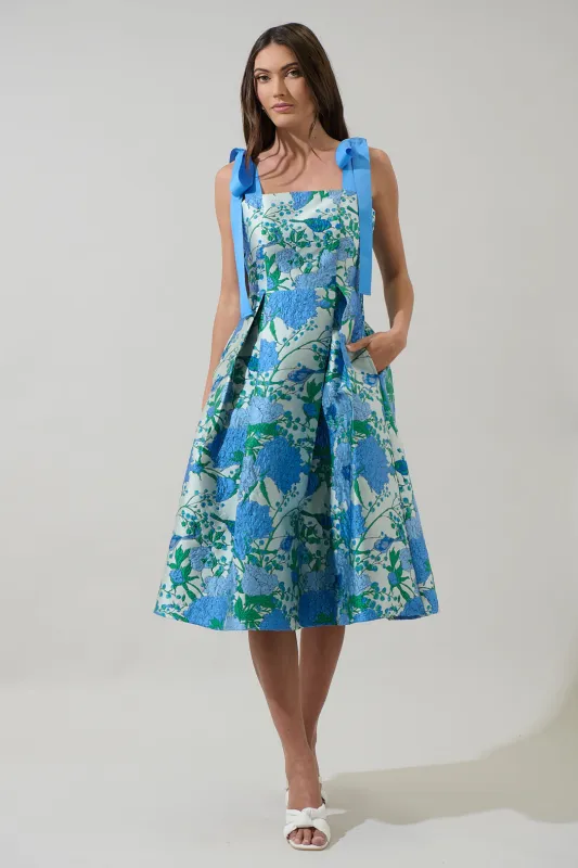 Willa Floral Dina Pleated Midi Dress sold by Sugarlips
