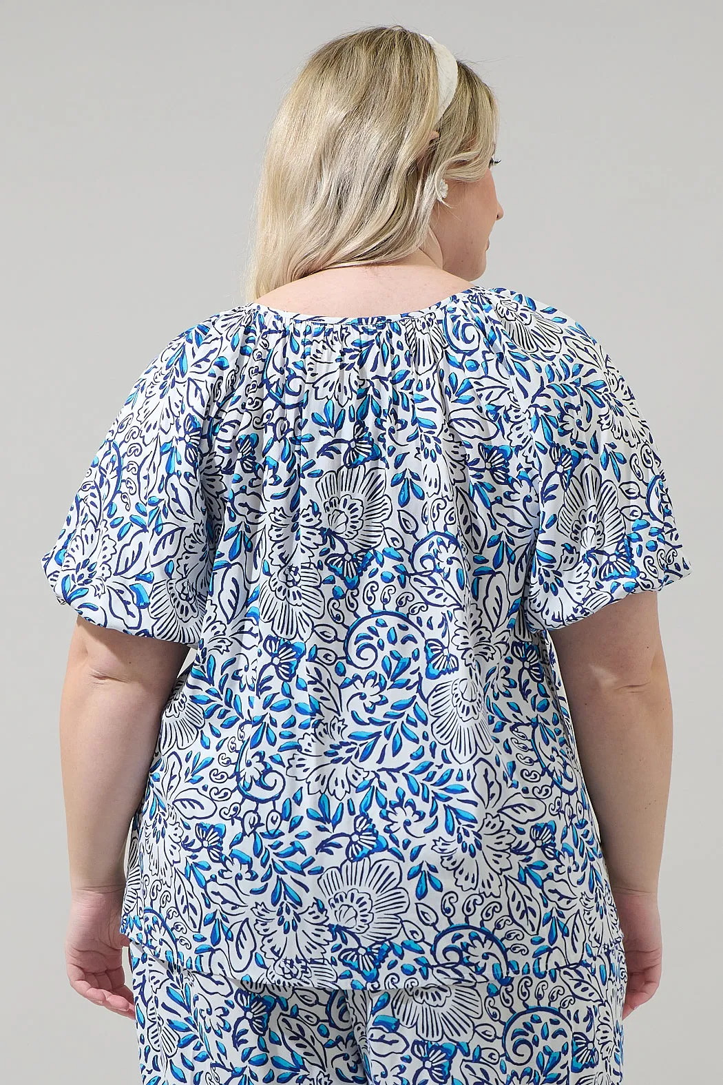 Mize Floral Overseas Balloon Sleeve Top Curve sold by Sugarlips product image thumbnail 2