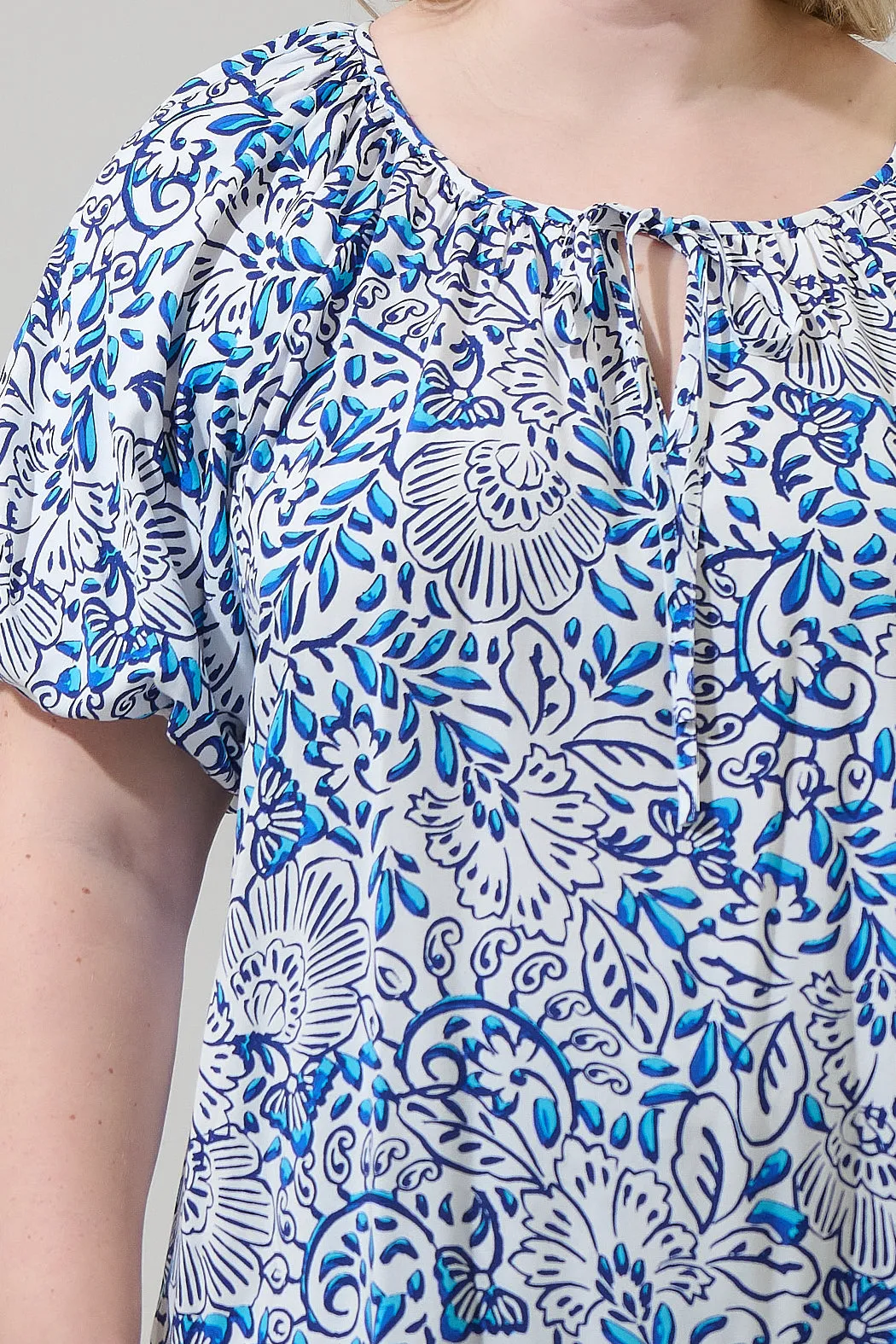 Mize Floral Overseas Balloon Sleeve Top Curve sold by Sugarlips product image thumbnail 5