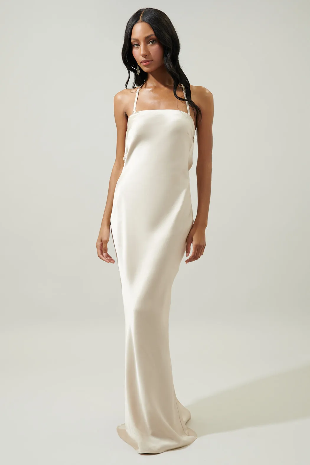 Infinite Strapless Open Back Satin Convertible Maxi Dress sold by Sugarlips product image thumbnail 4