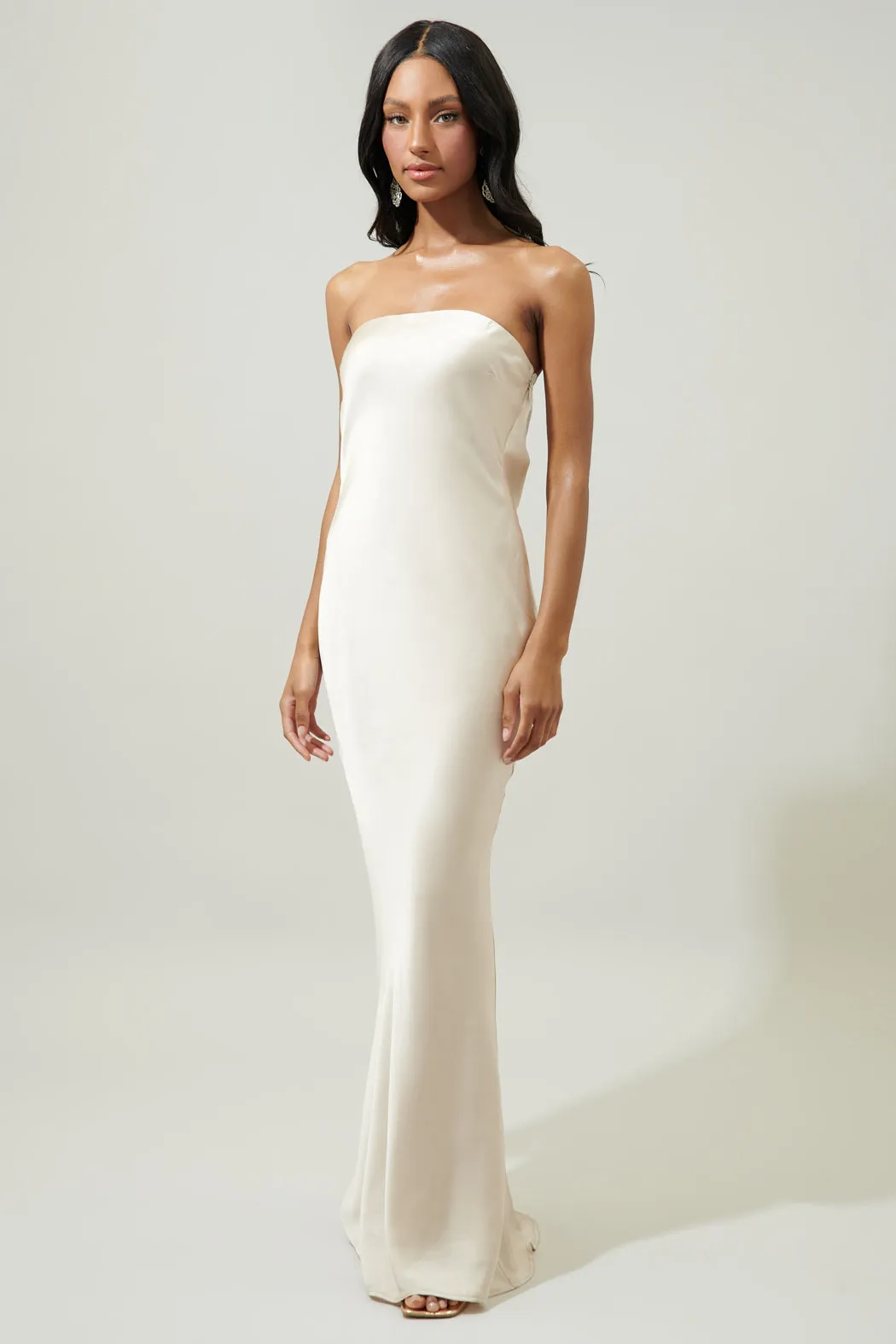 Infinite Strapless Open Back Satin Convertible Maxi Dress sold by Sugarlips product image thumbnail 2