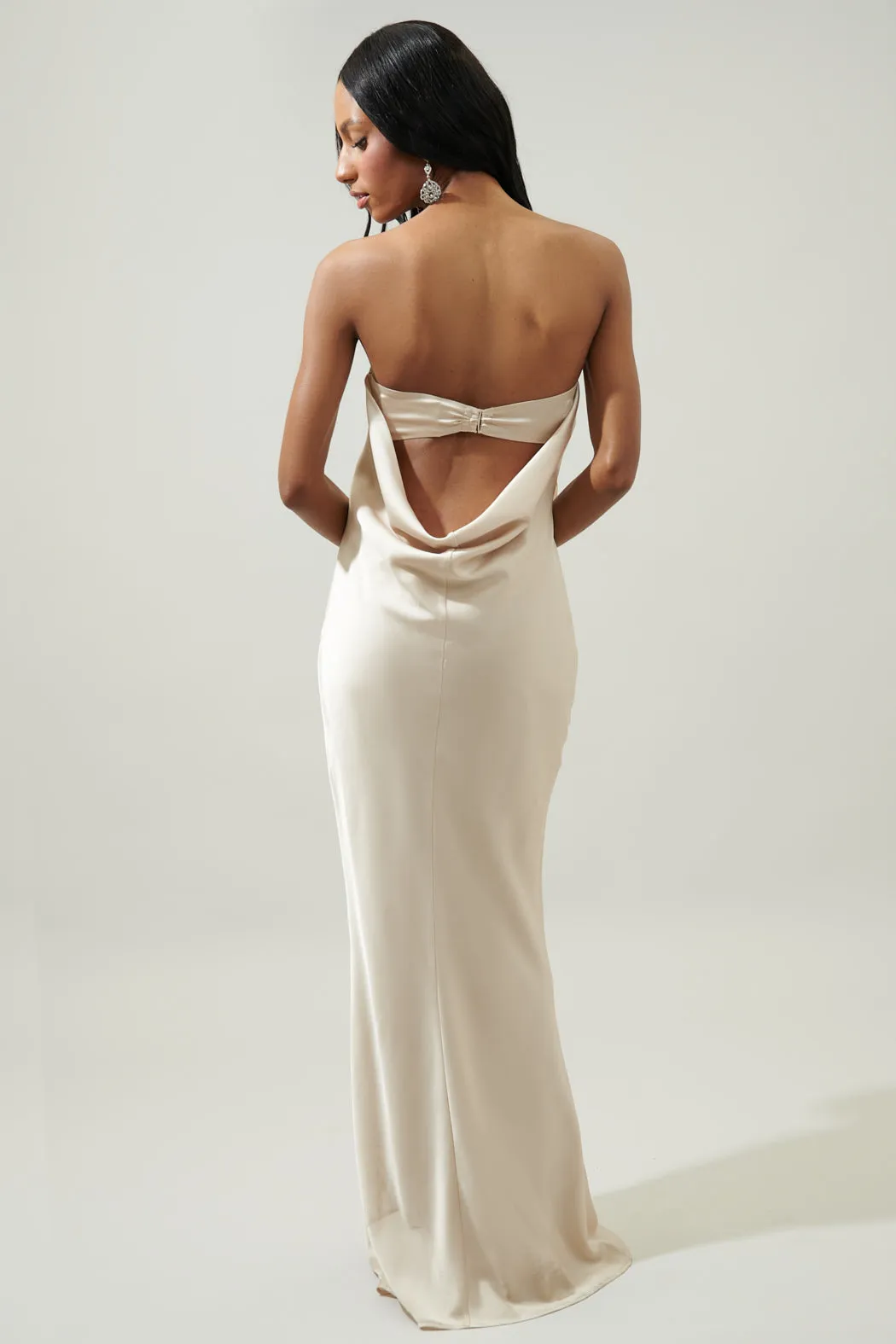 Infinite Strapless Open Back Satin Convertible Maxi Dress sold by Sugarlips product image thumbnail 3