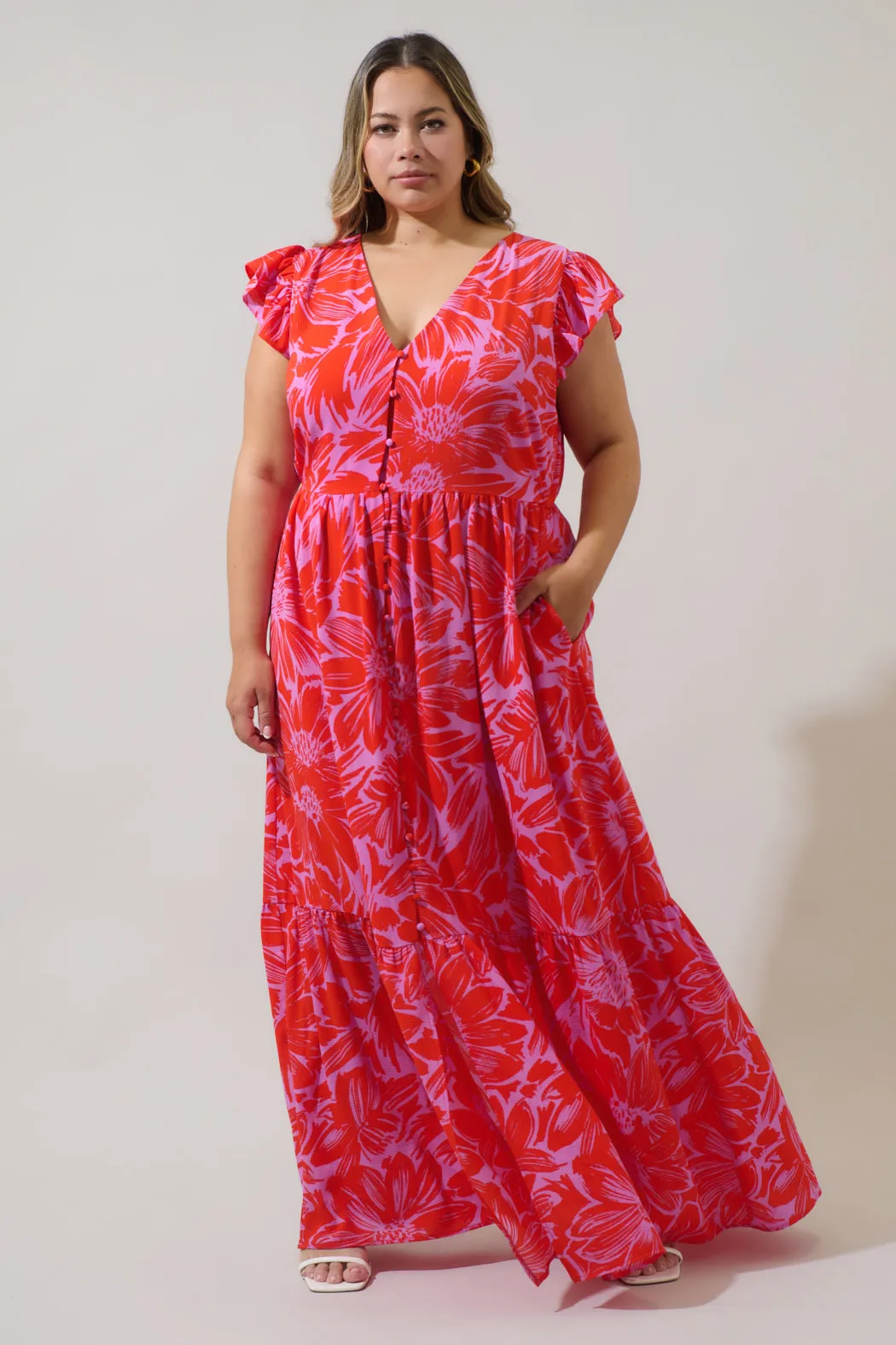 Rania Floral Evianna Flutter Maxi Dress Curve sold by Sugarlips product image thumbnail 4