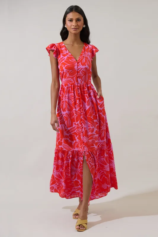 Rania Floral Evianna Flutter Maxi Dress sold by Sugarlips