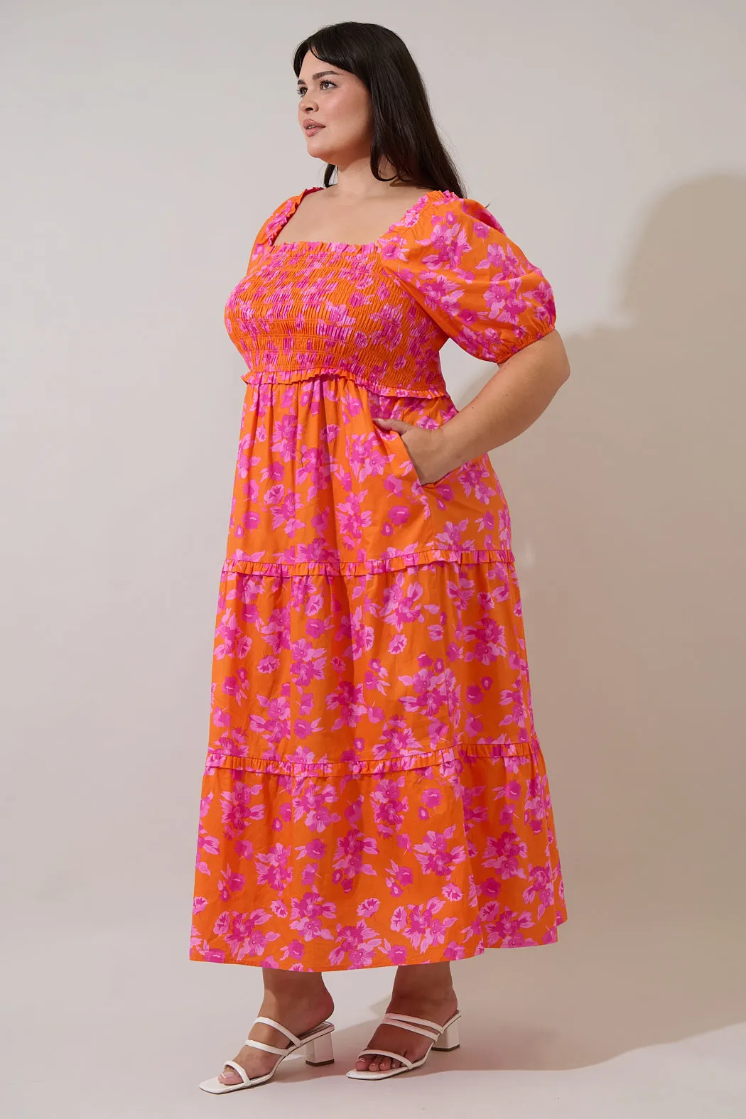Cala Floral Alycia Smocked Maxi Dress Curve sold by Sugarlips product image thumbnail 3
