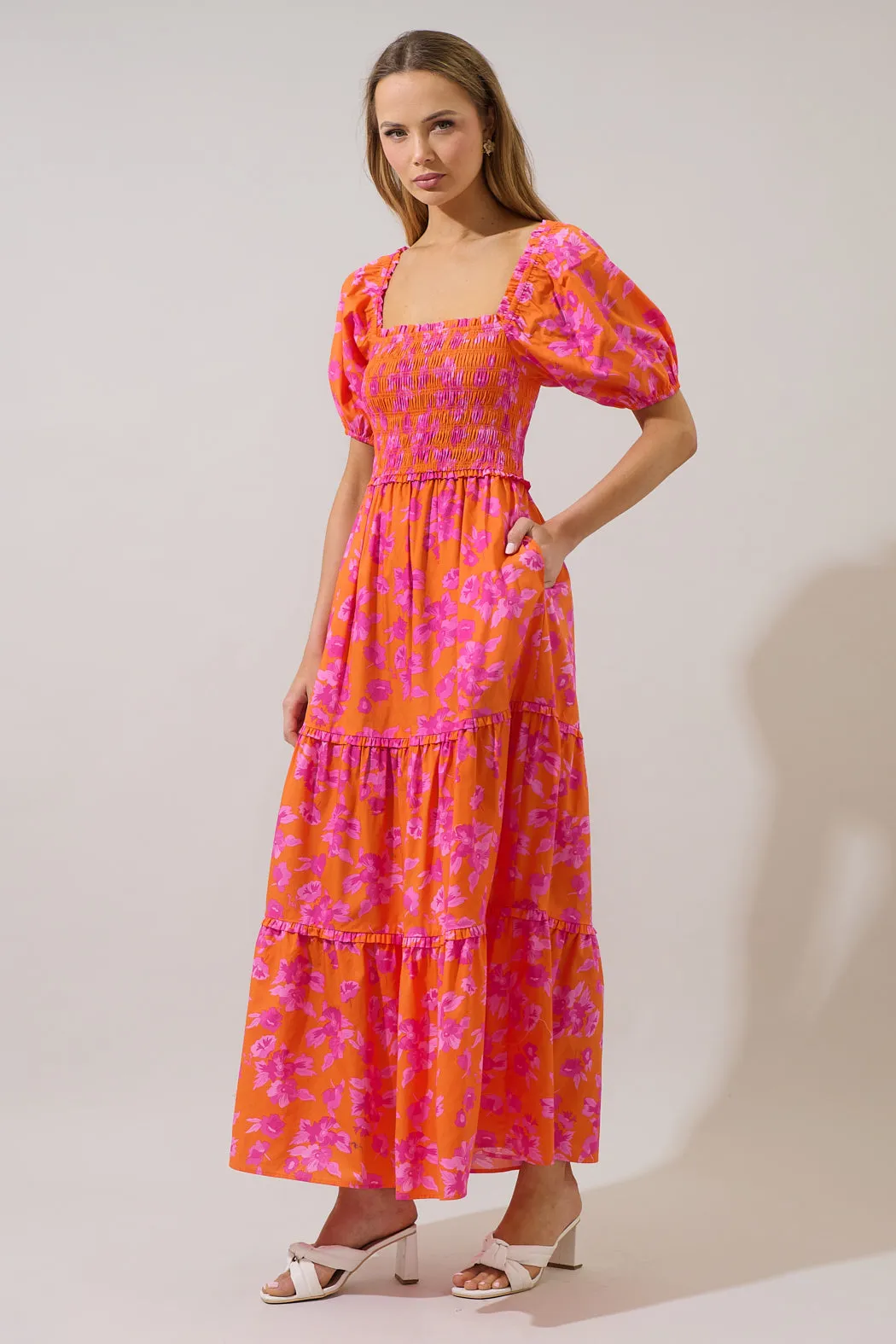 Cala Floral Alycia Smocked Maxi Dress sold by Sugarlips product image thumbnail 4