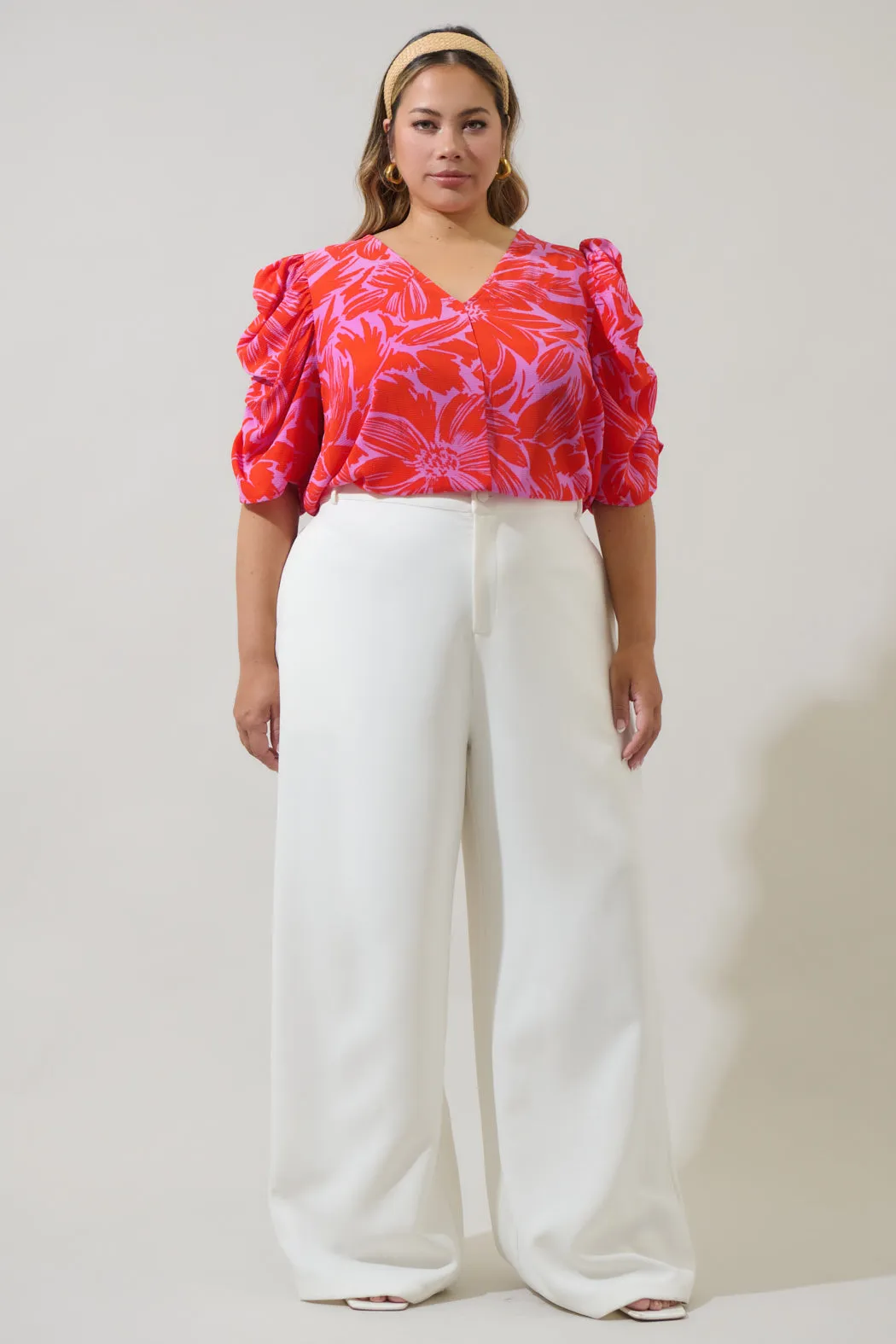 Rania Floral Chancellor Ruched Sleeve Blouse Curve sold by Sugarlips product image thumbnail 4