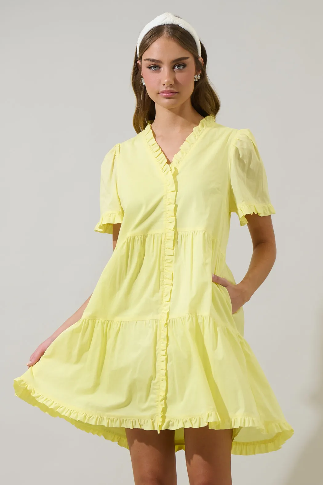 Kara Ruffle Shift Mini Dress sold by Sugarlips