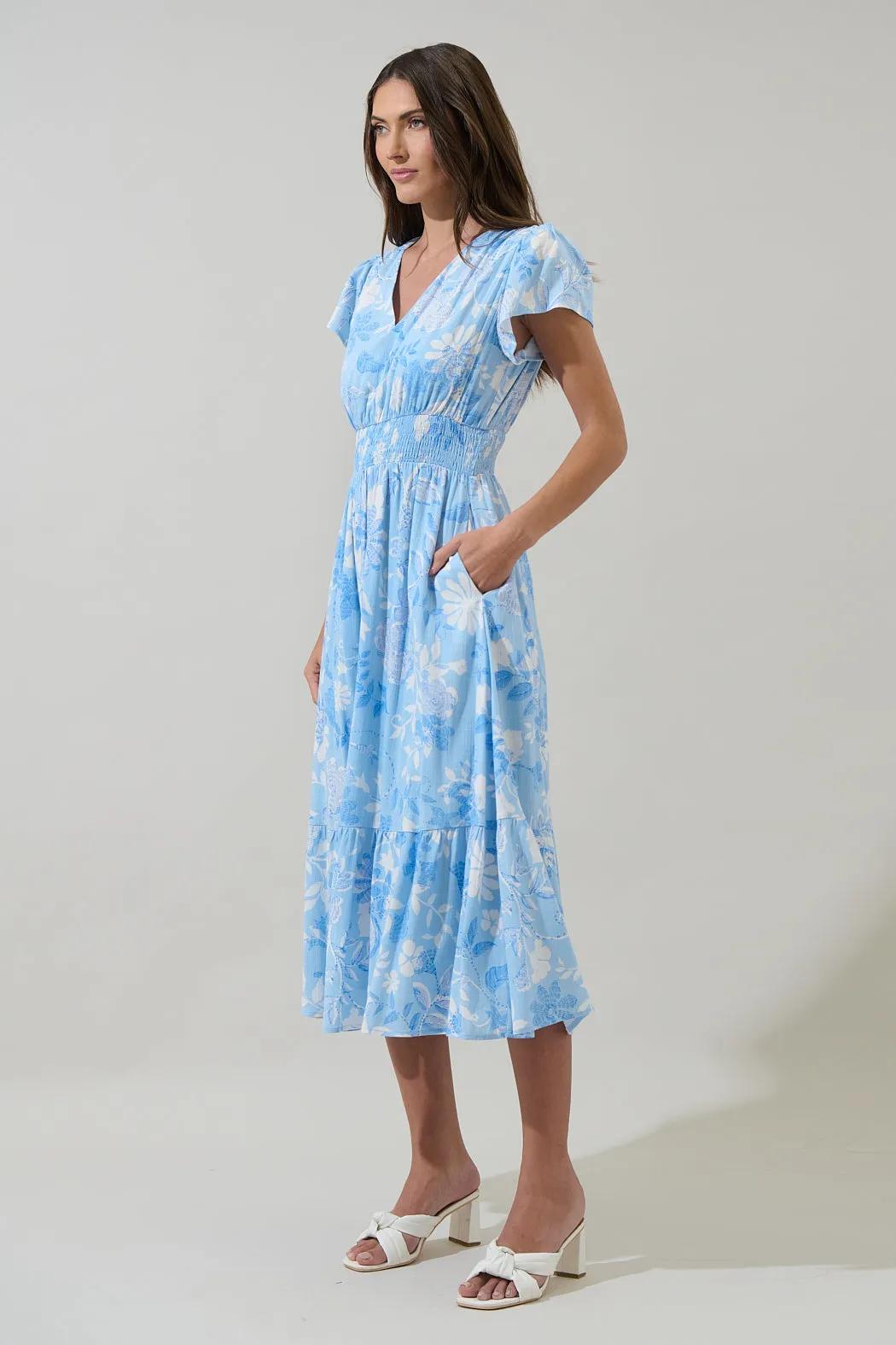 Seraphina Floral Maye Smocked Midi Dress sold by Sugarlips product image thumbnail 3
