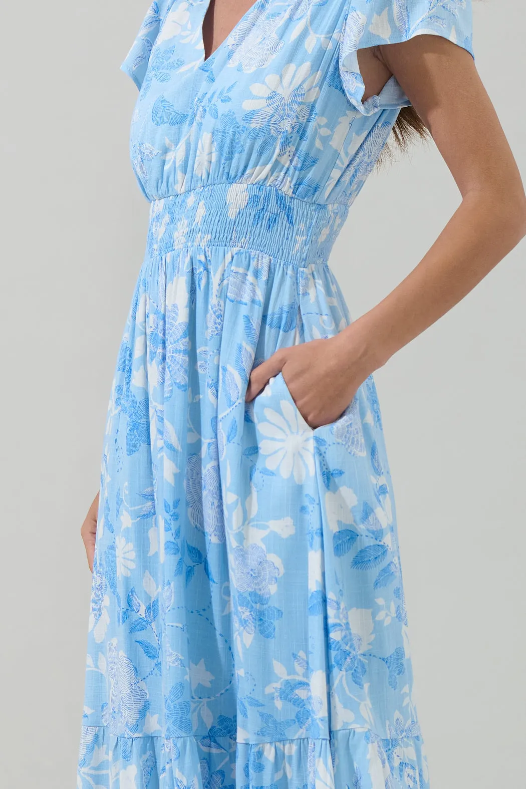 Seraphina Floral Maye Smocked Midi Dress sold by Sugarlips product image thumbnail 4