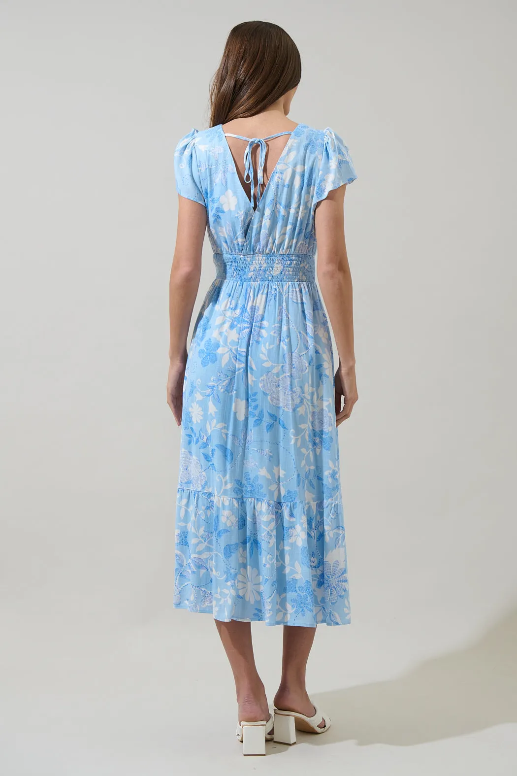 Seraphina Floral Maye Smocked Midi Dress sold by Sugarlips product image thumbnail 2