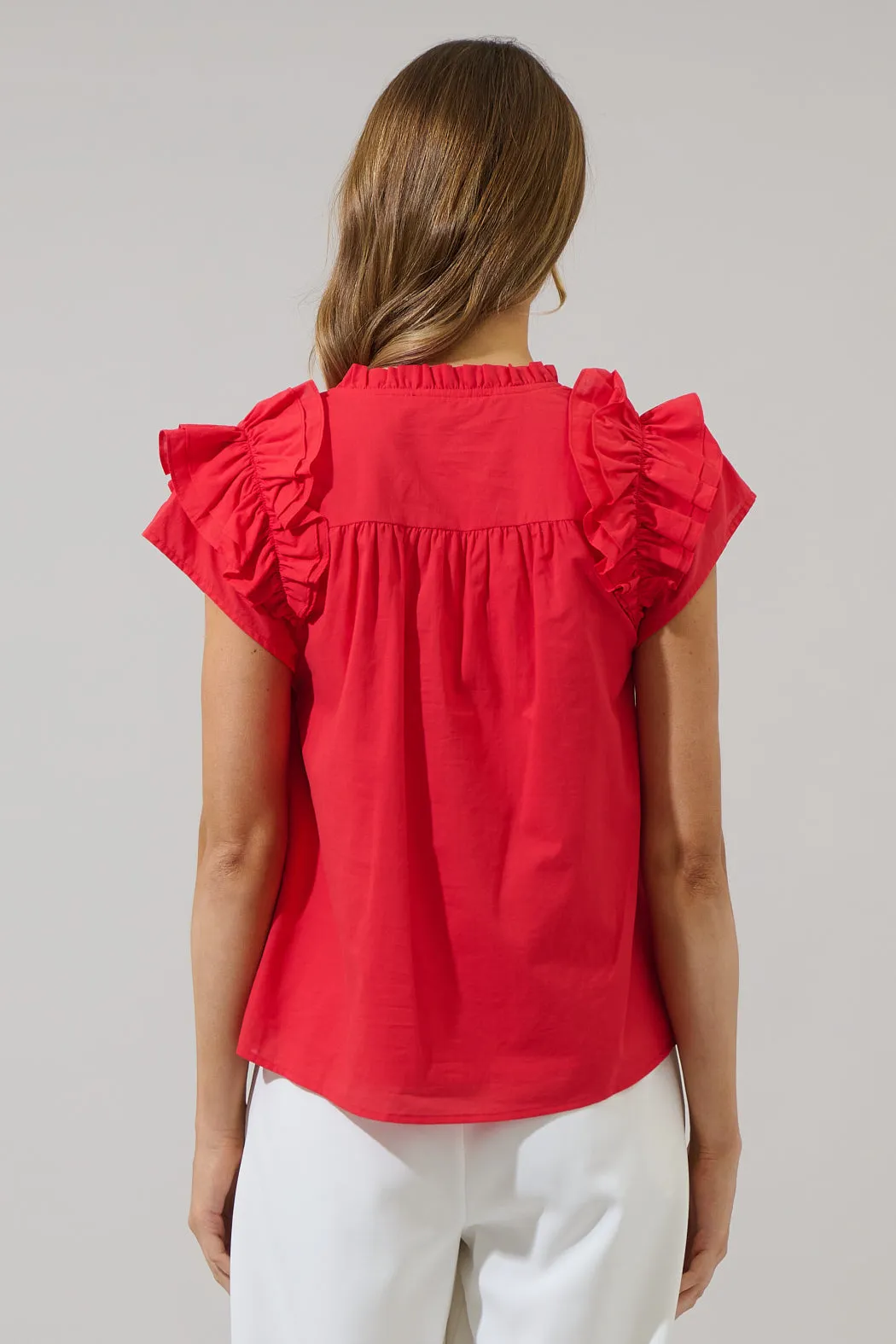 Ramona Ruffle Split Neck Top sold by Sugarlips product image thumbnail 2