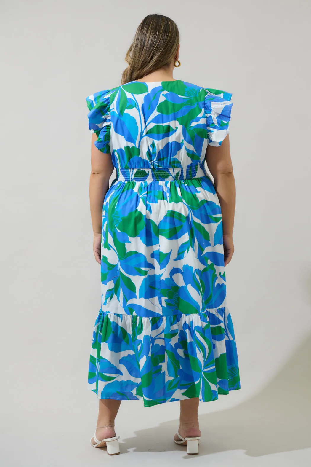 Pansie Floral Alara Ruffle Midi Dress Curve sold by Sugarlips product image thumbnail 2