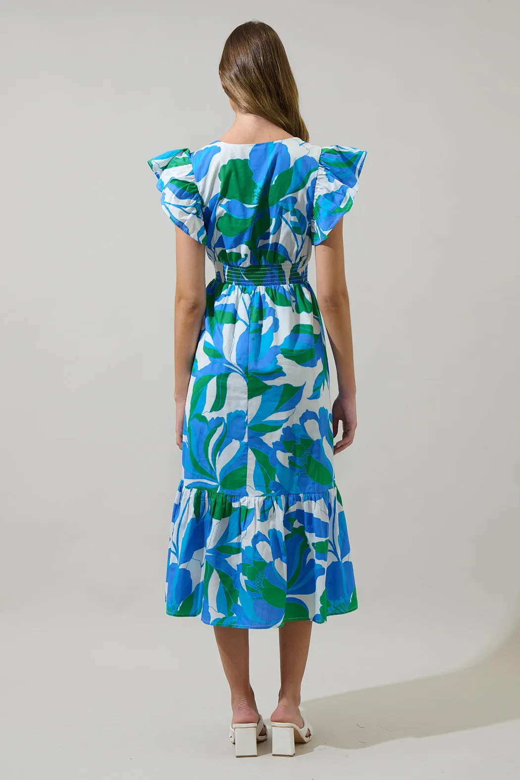 Pansie Floral Alara Ruffle Midi Dress sold by Sugarlips product image thumbnail 2