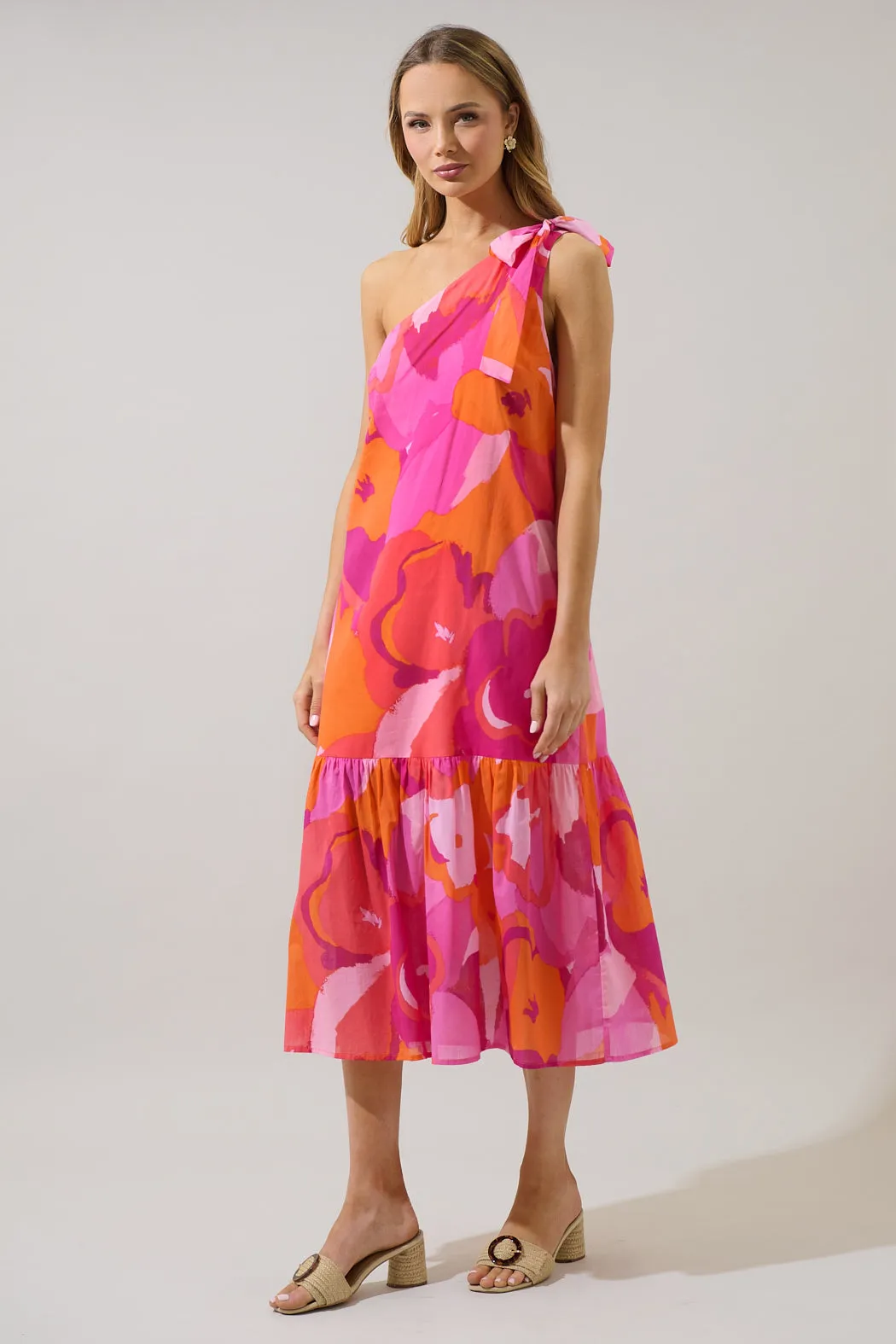 Merim Floral Nicol One Shoulder Midi Dress sold by Sugarlips product image thumbnail 3