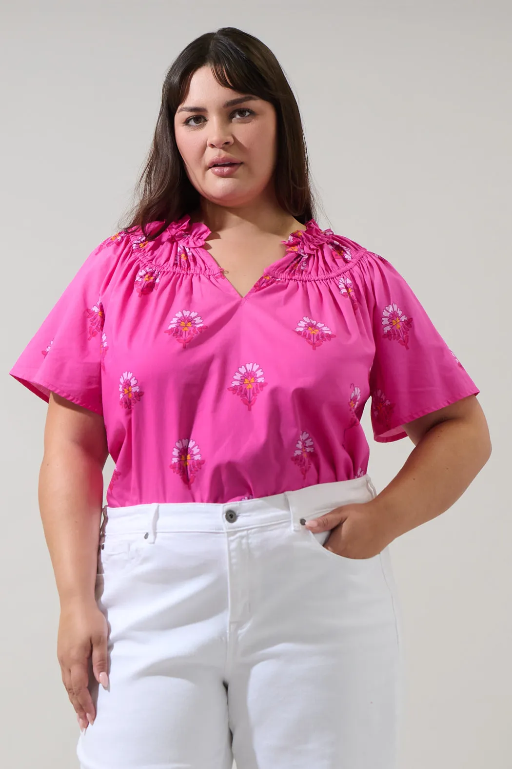 Scarlett Floral Darthy Smocked Top Curve sold by Sugarlips