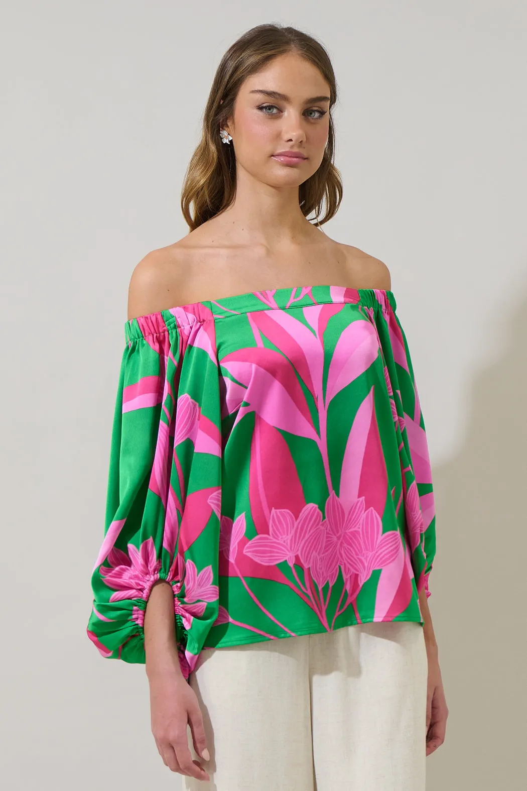 Zarae Blossom Off the Shoulder Balloon Sleeve Top sold by Sugarlips product image thumbnail 3