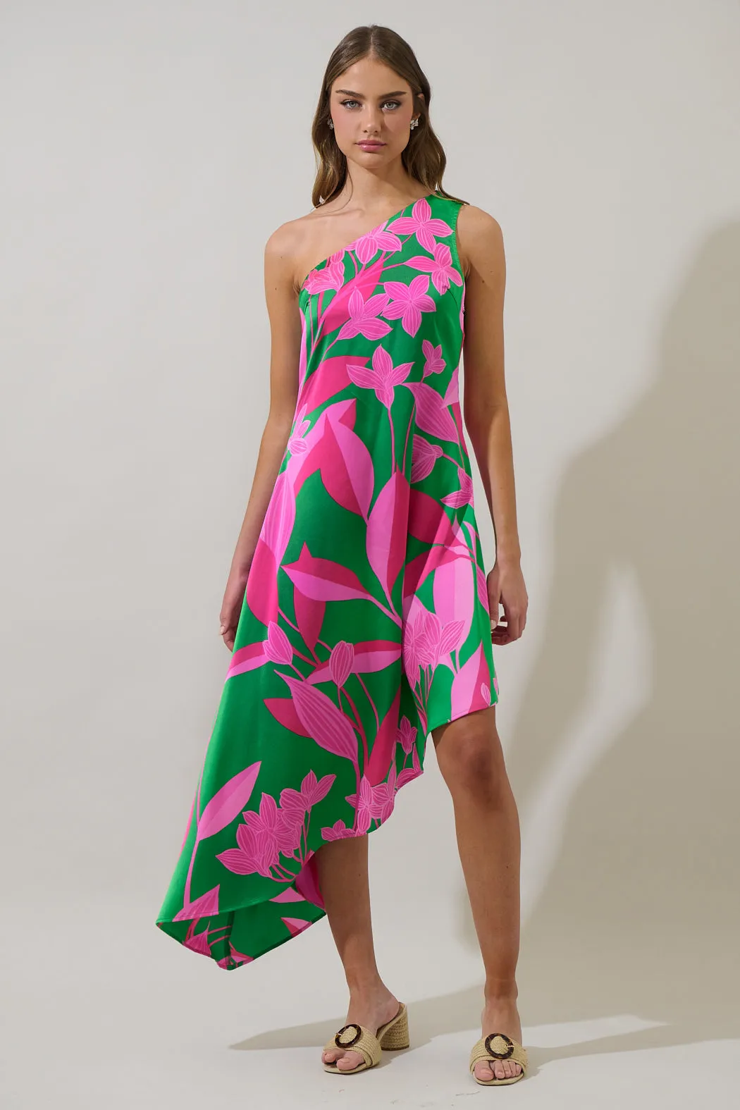 Zarae Blossom Mivia One Shoulder Asymmetrical Dress sold by Sugarlips