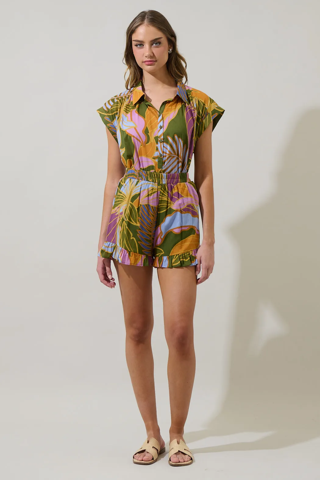 Lilburn Tropics Daniela Ruffle High Waisted Shorts sold by Sugarlips product image thumbnail 4