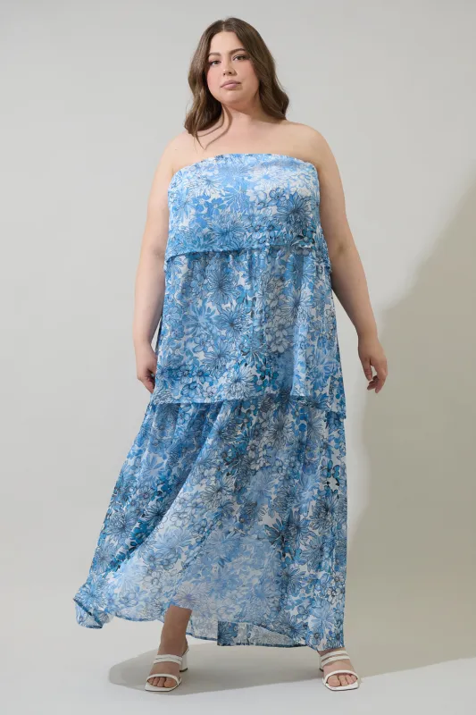 Tierra Floral Briary Strapless Maxi Dress Curve sold by Sugarlips